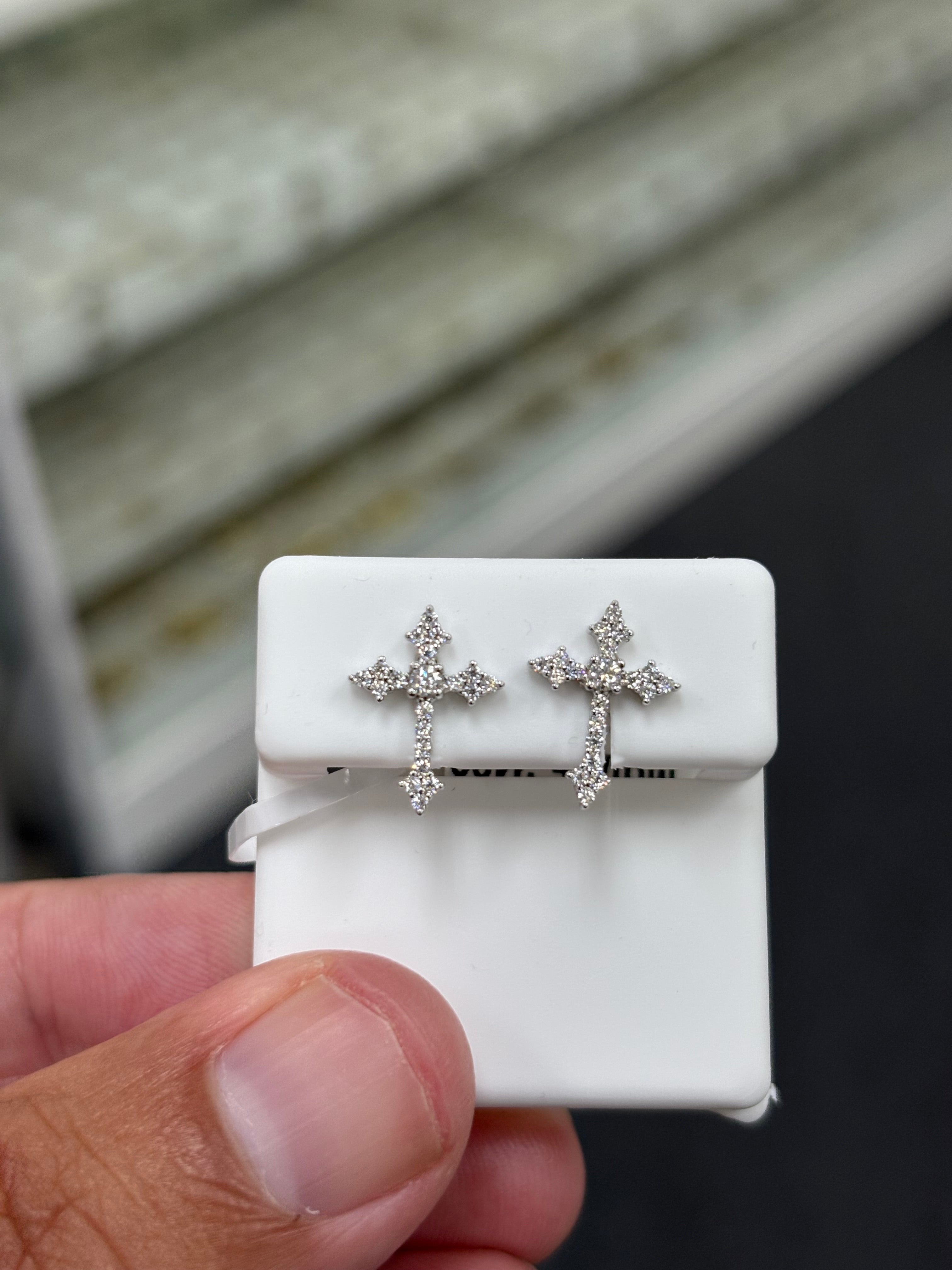 Thorn cross moissnite earrings
