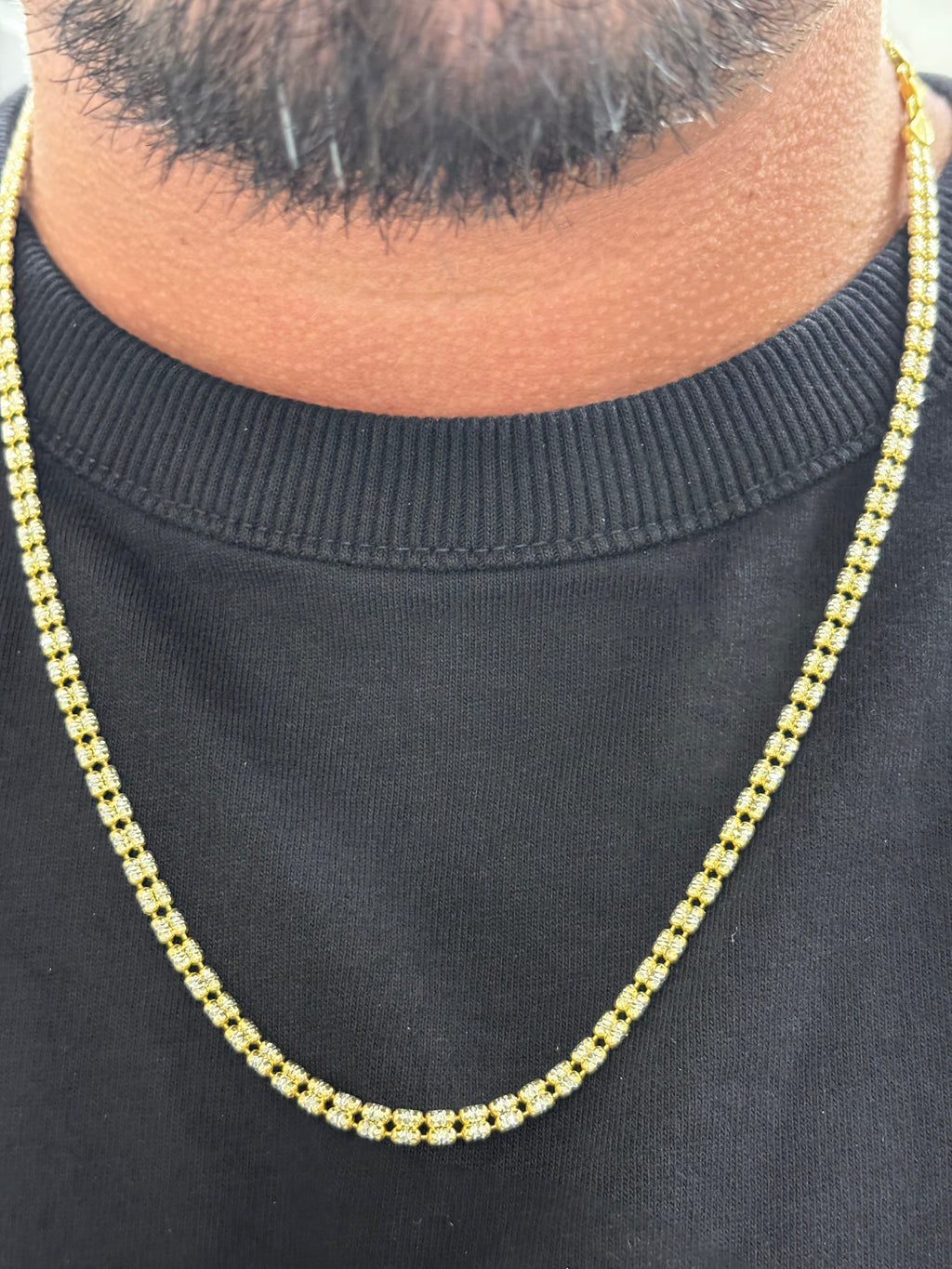 925 silver gold finish double ice chain