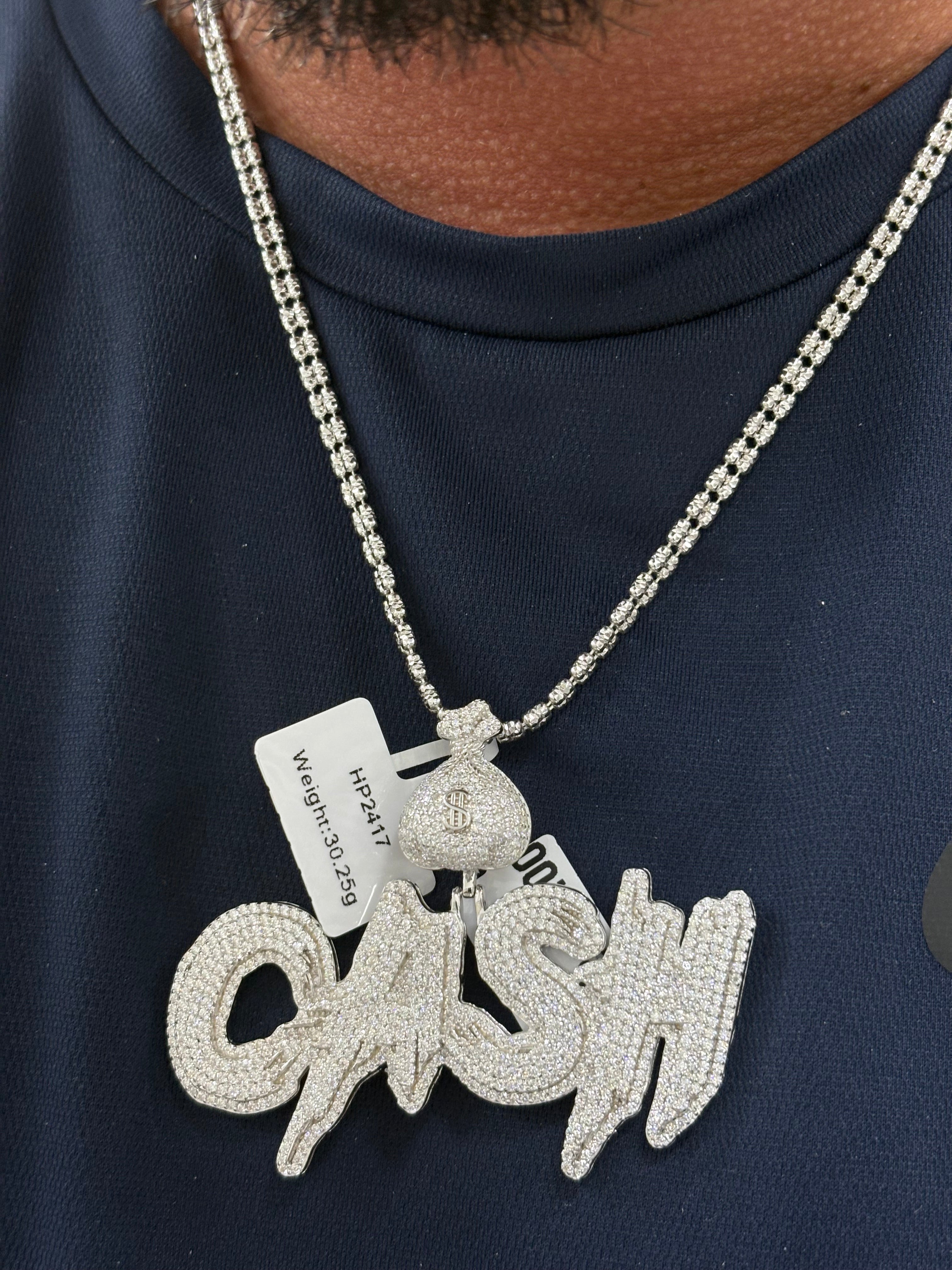 Double ice chain & cash pendant