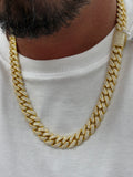 12mm solid gold finish 925 silver Cuban chain 22 inch