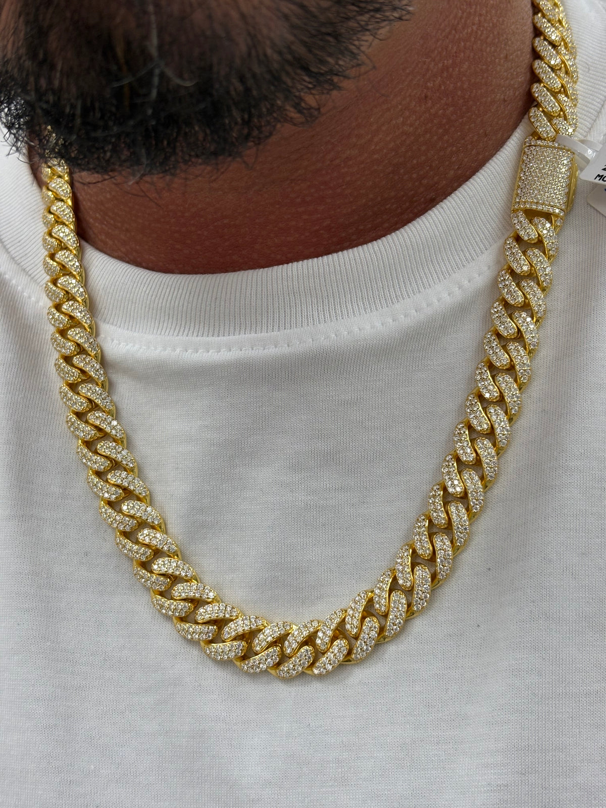12mm solid gold finish 925 silver Cuban chain 22 inch