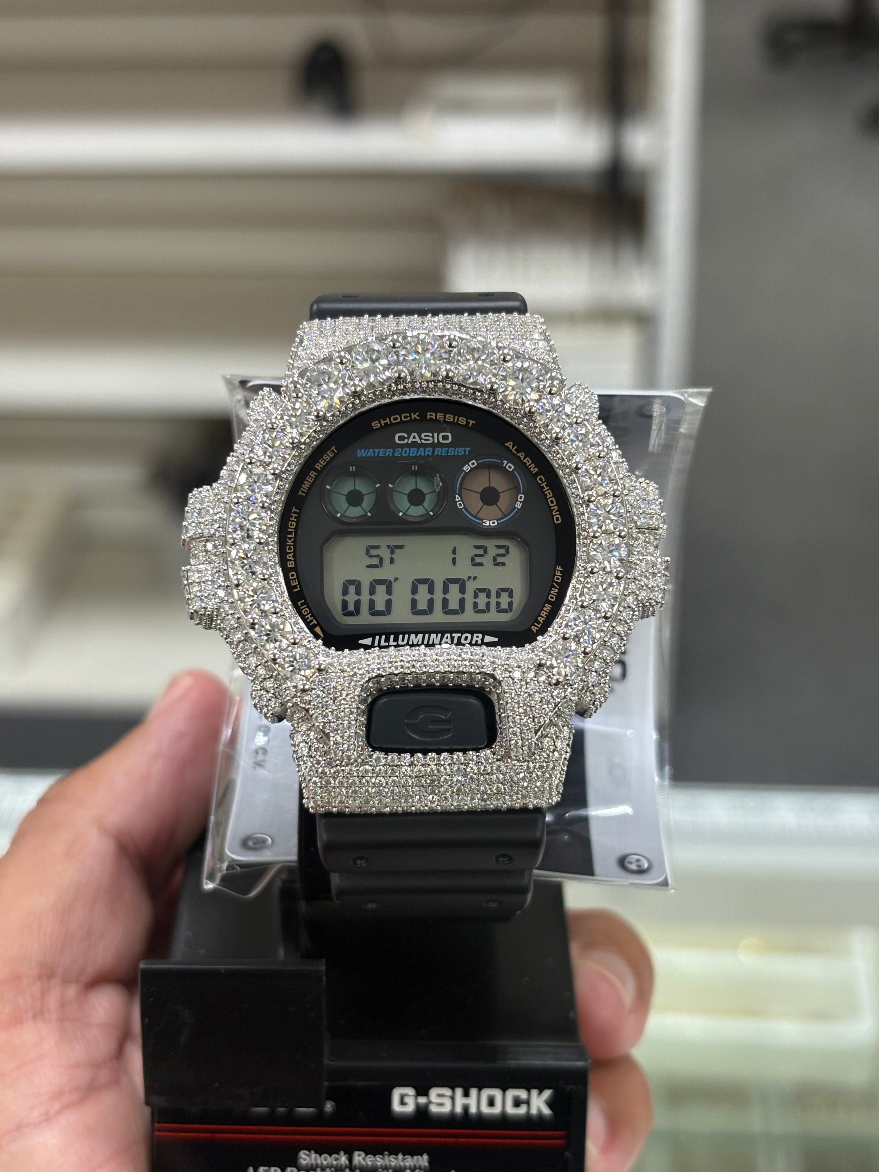Large bezel g shock moissanite watch