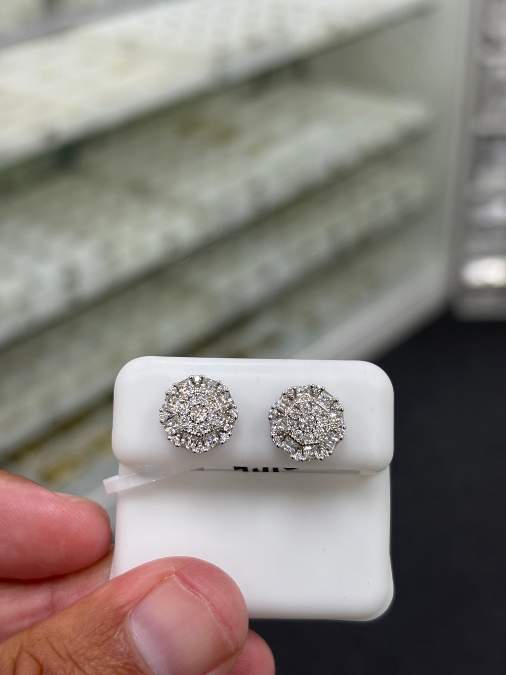 Princess cut circle earrings