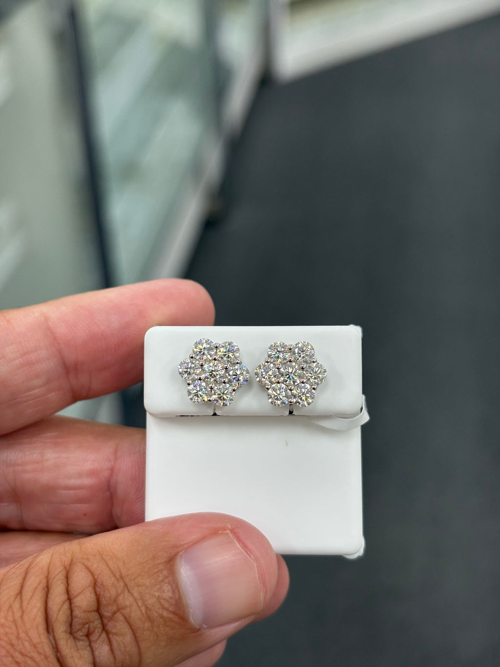 2 carat cluster earrings silver
