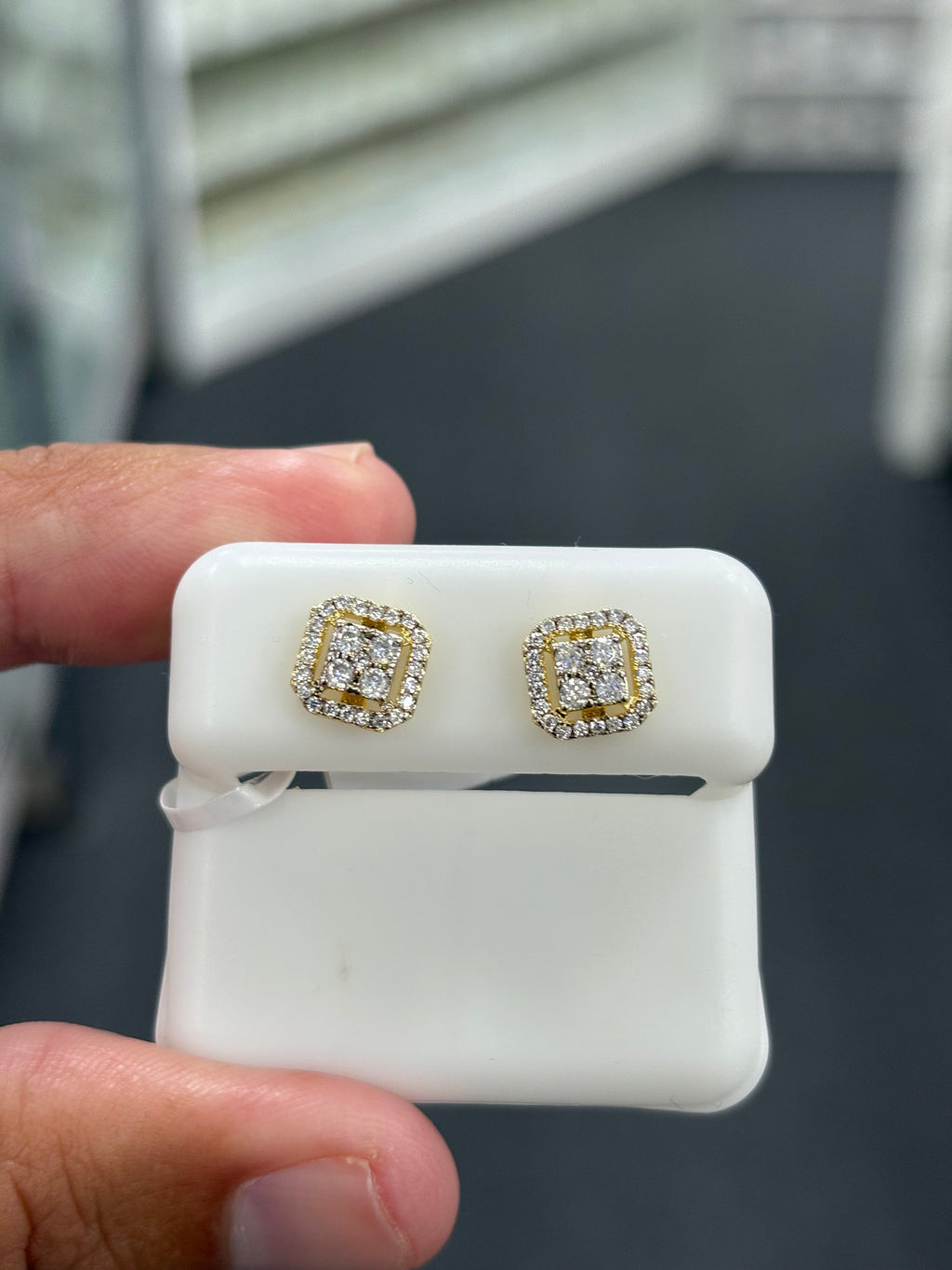 4 stone gold  finish earrings