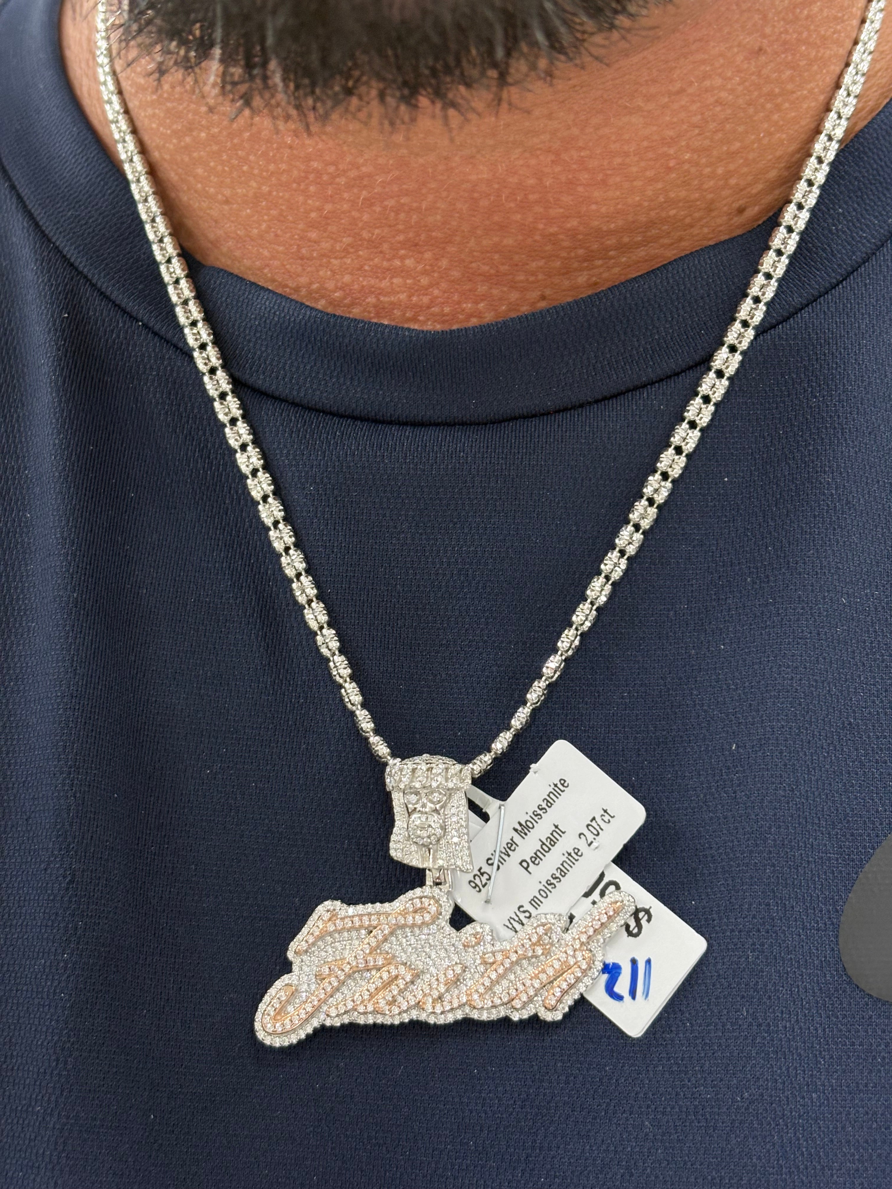 Double ice chain & faith pendant set