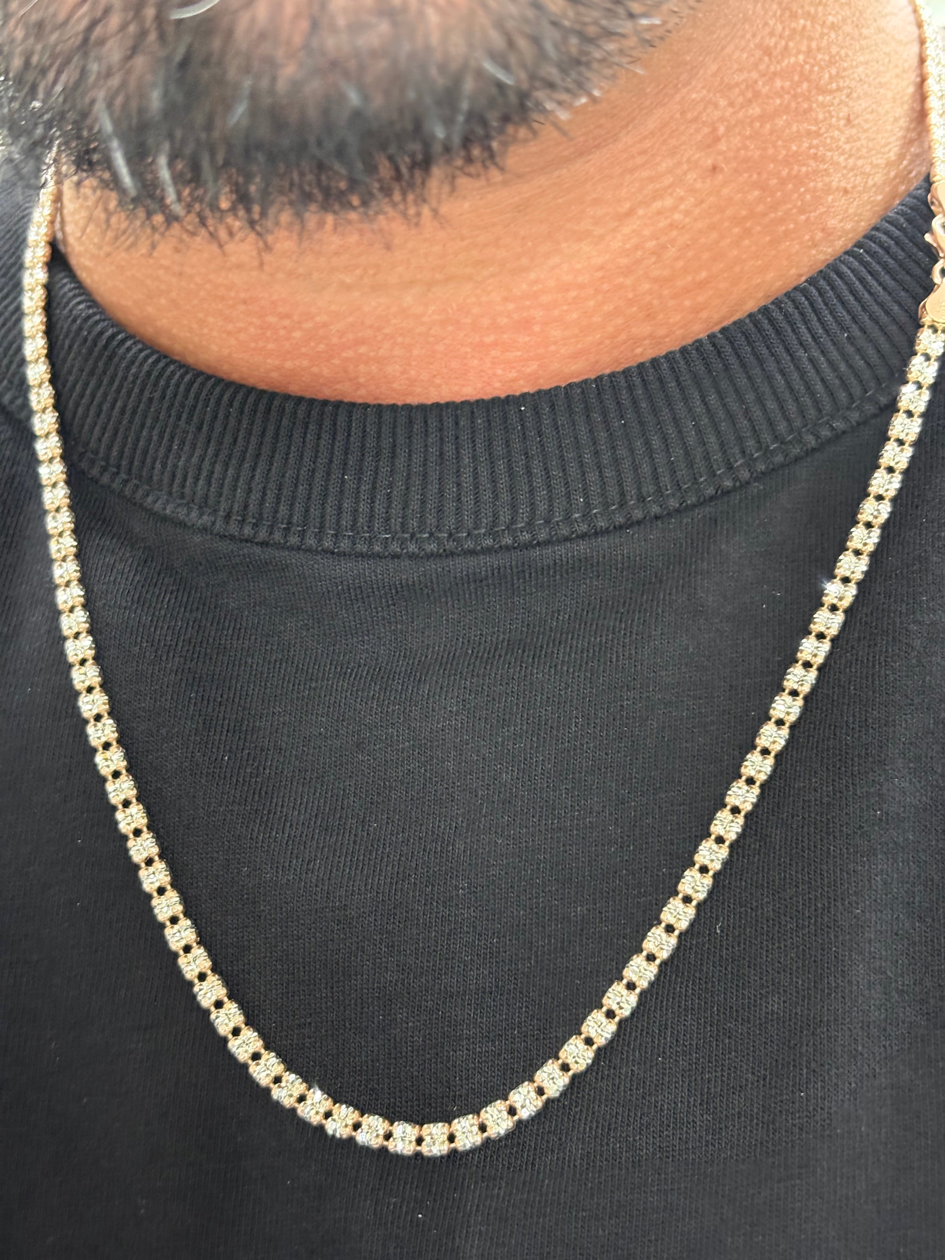 925 silver rose gold double ice chain