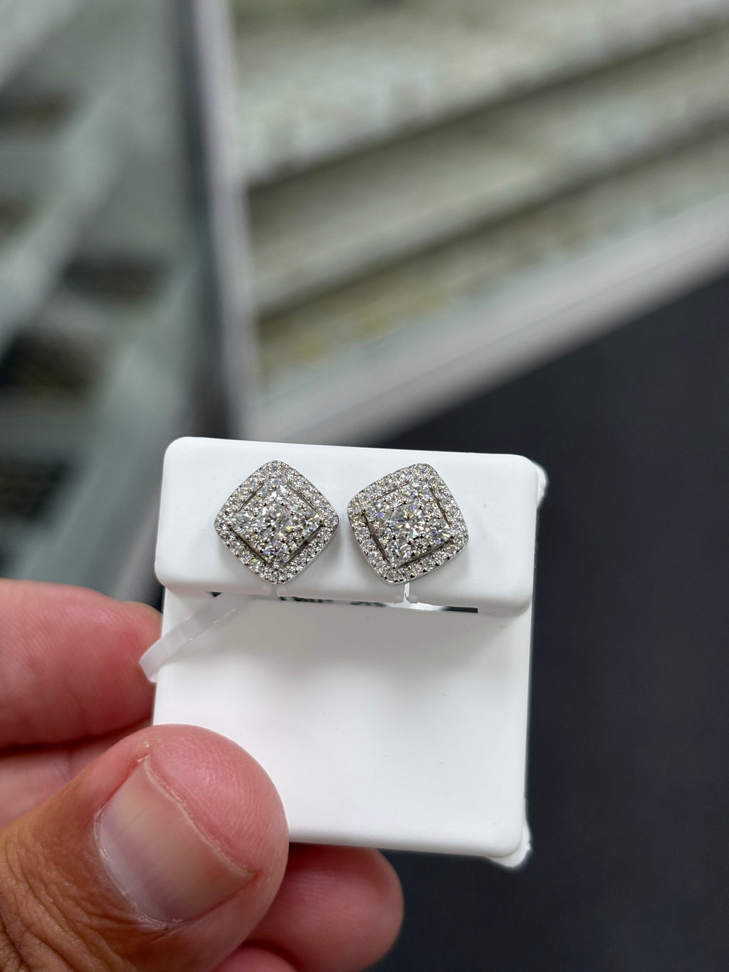 Square edge moissanite earrings