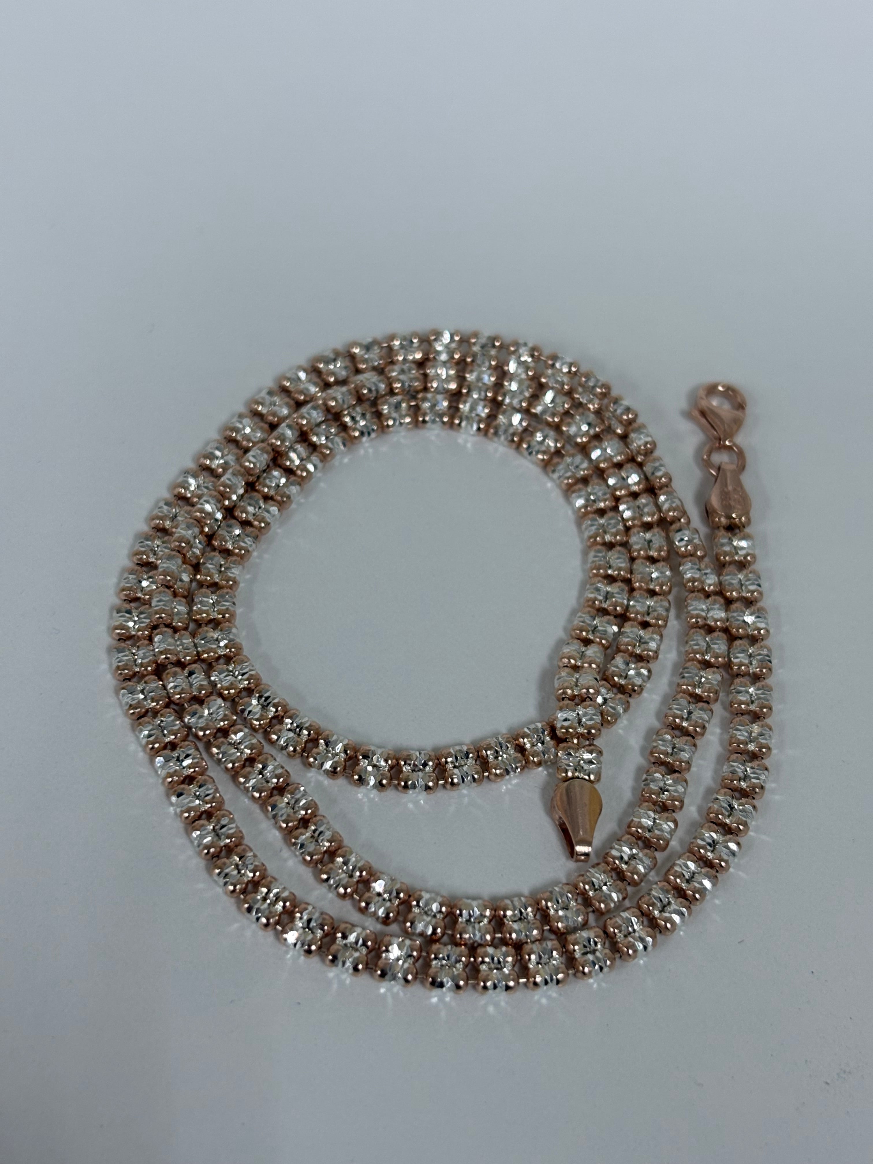 925 silver rose gold double ice chain