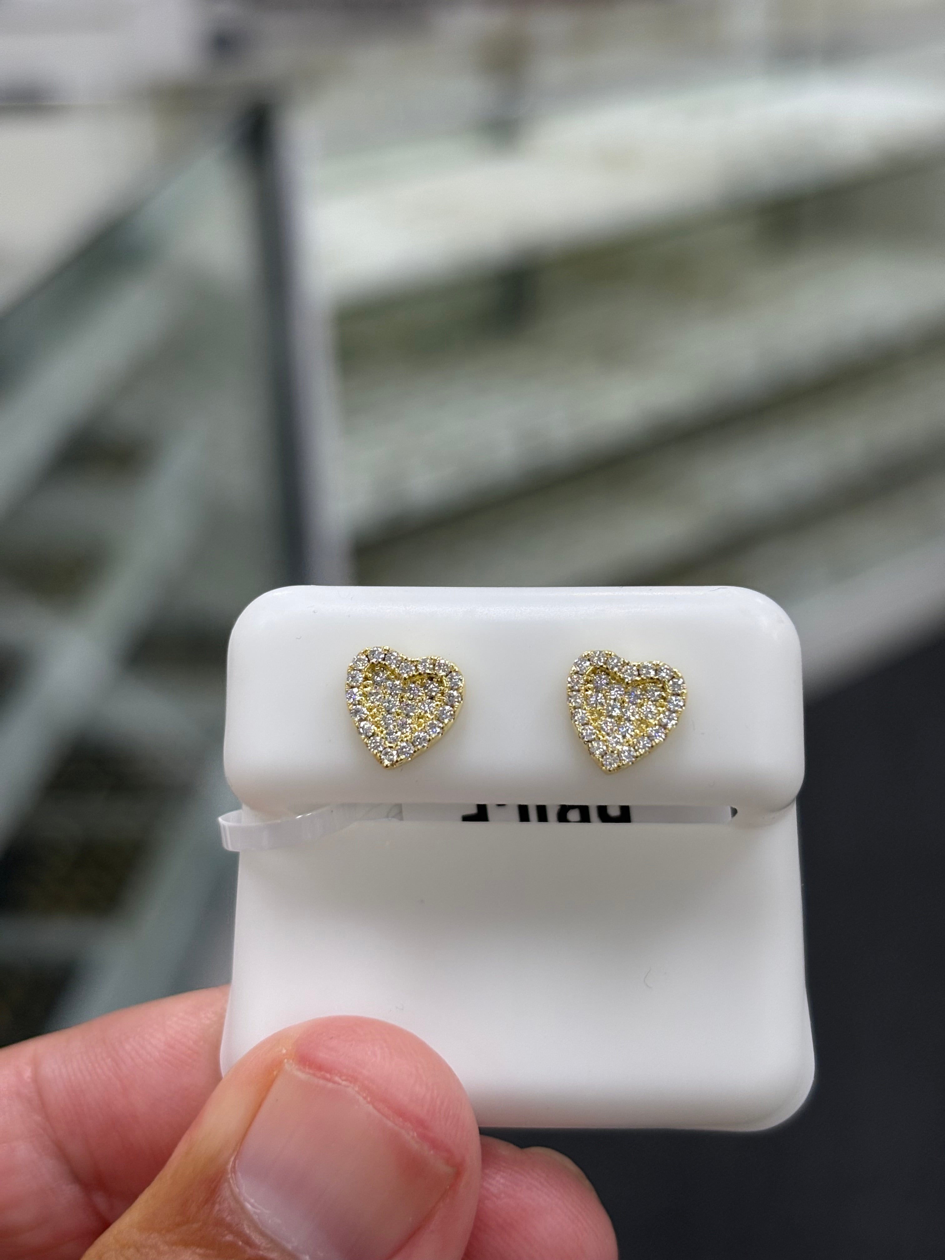Gold finish heart pave earrings