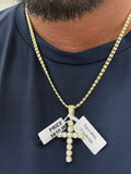 Double ice gold chain & cross set