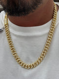 10mm gold finish solid 925 silver cuban link 22 inch