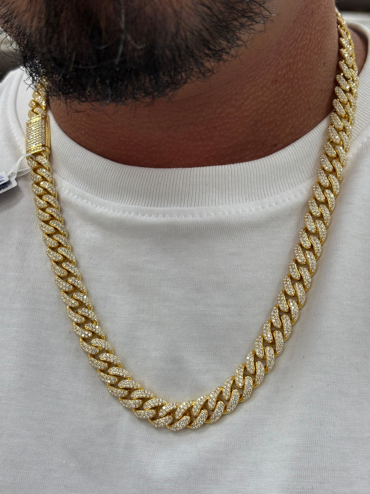 10mm gold finish solid 925 silver cuban link 22 inch