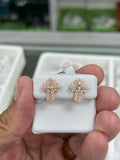 Rose style 3 cross earrings