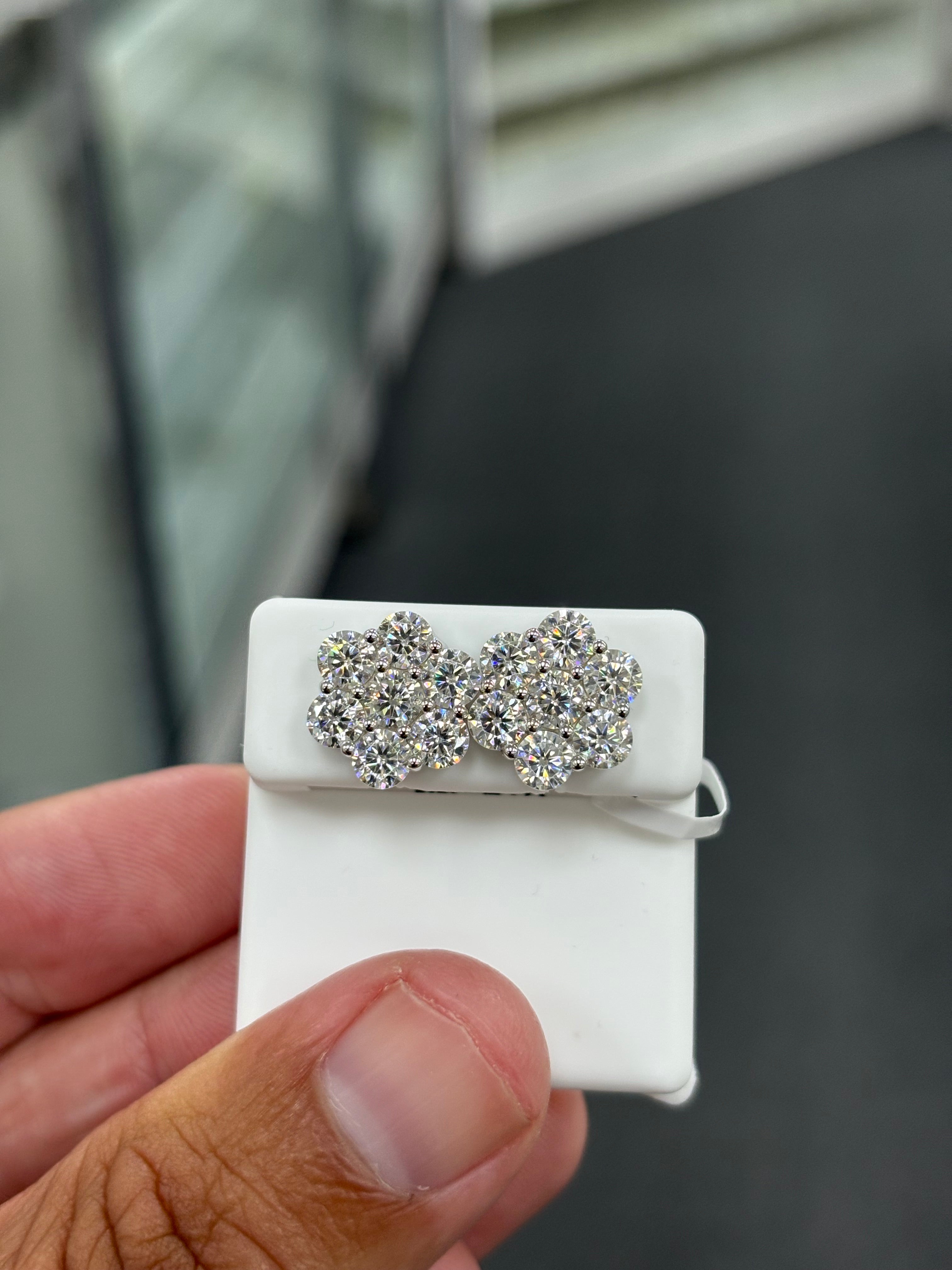 5 carat cluster earrings silver