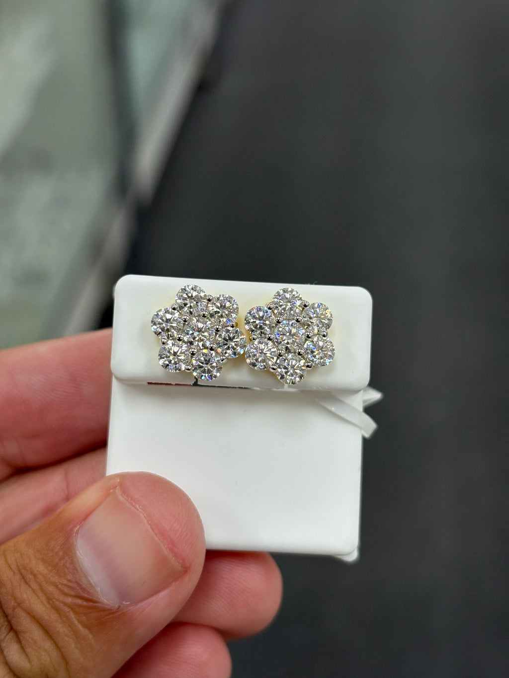 4 carat gold finish cluster earrings