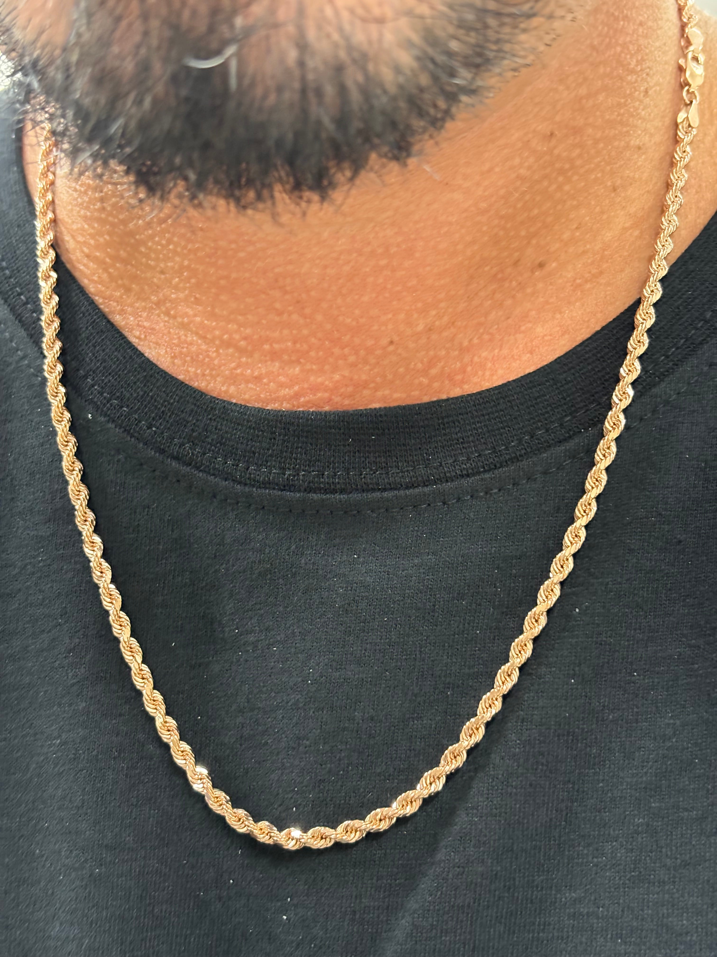 10k rose  gold 3mm rope chain