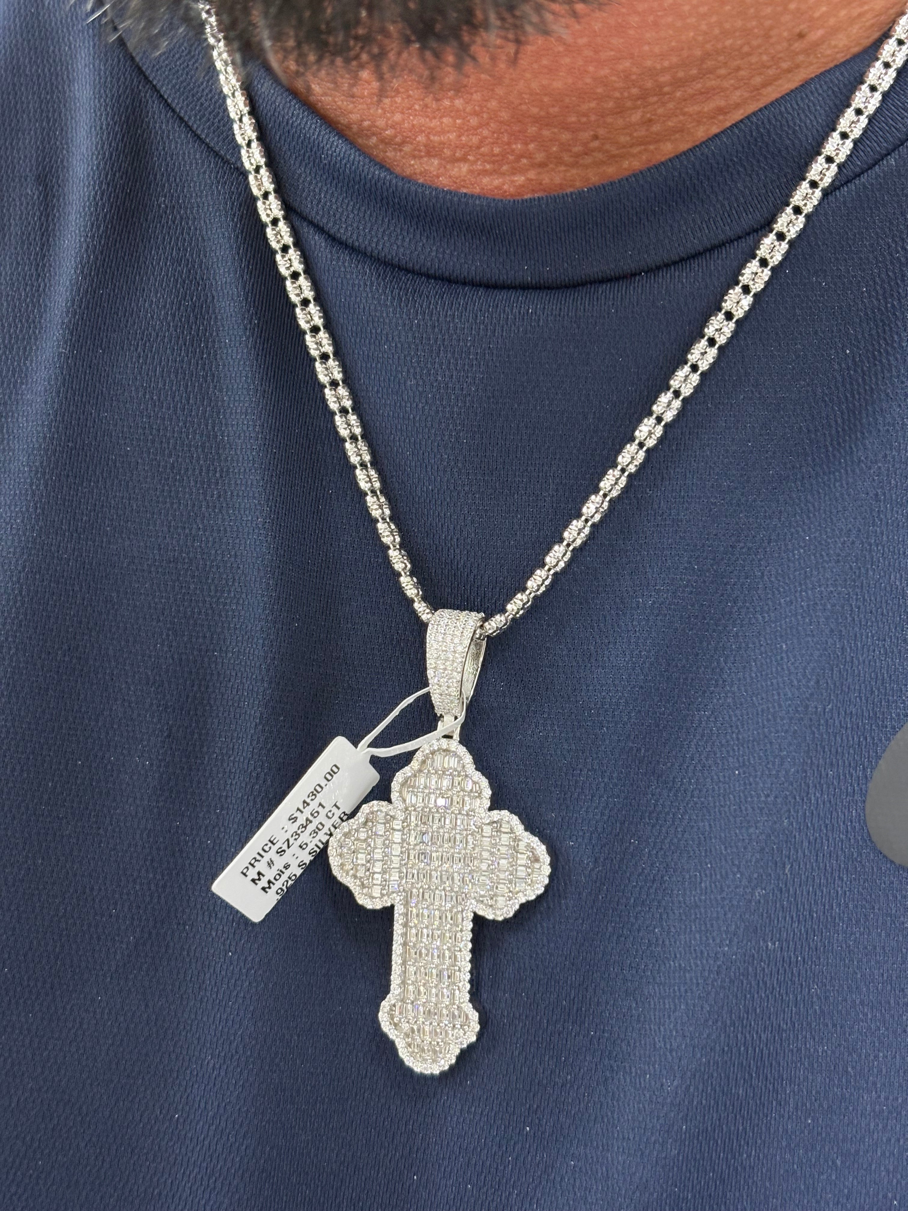 Double ice chain & baguette cross set