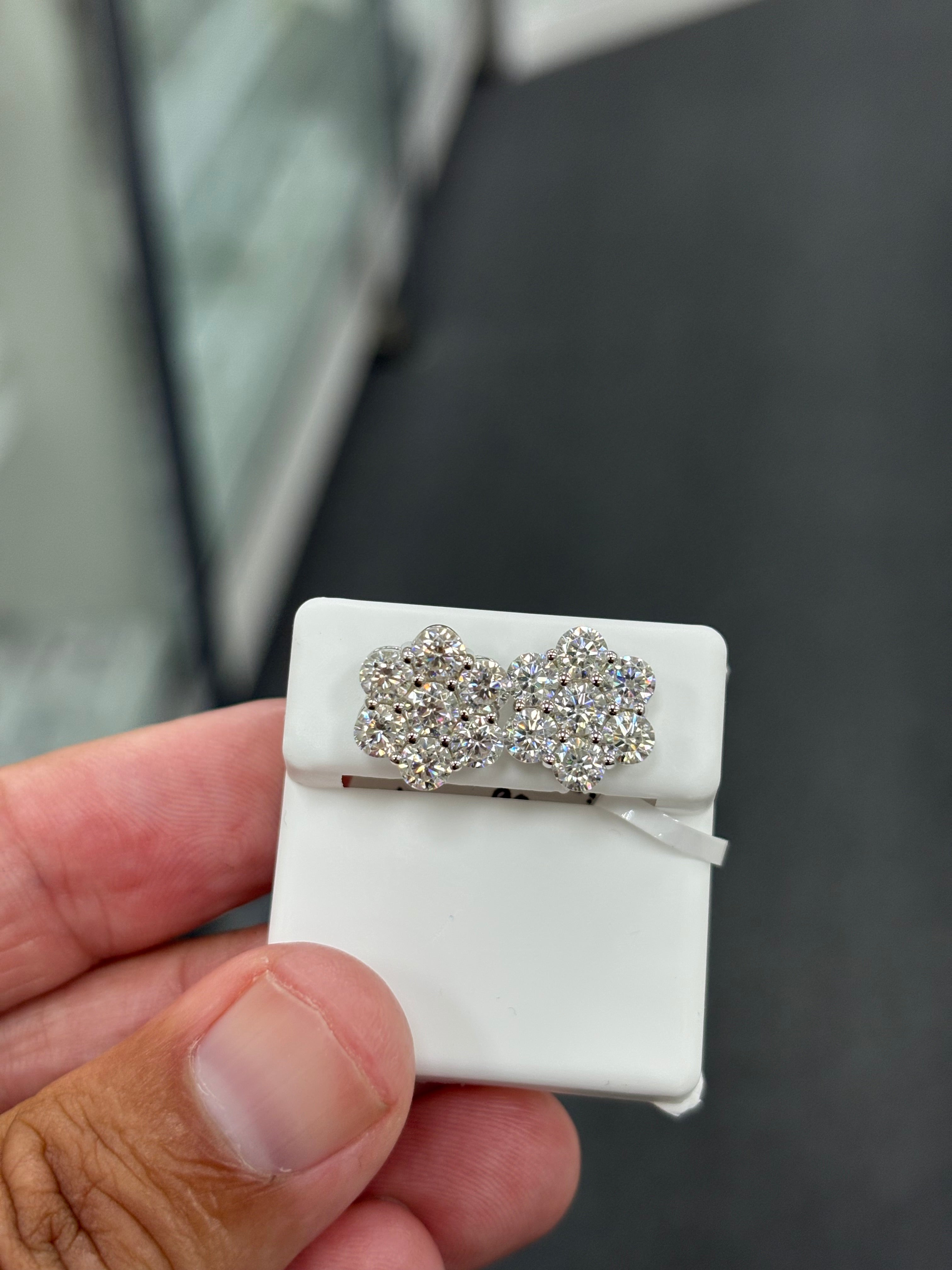 3 carat cluster earrings silver