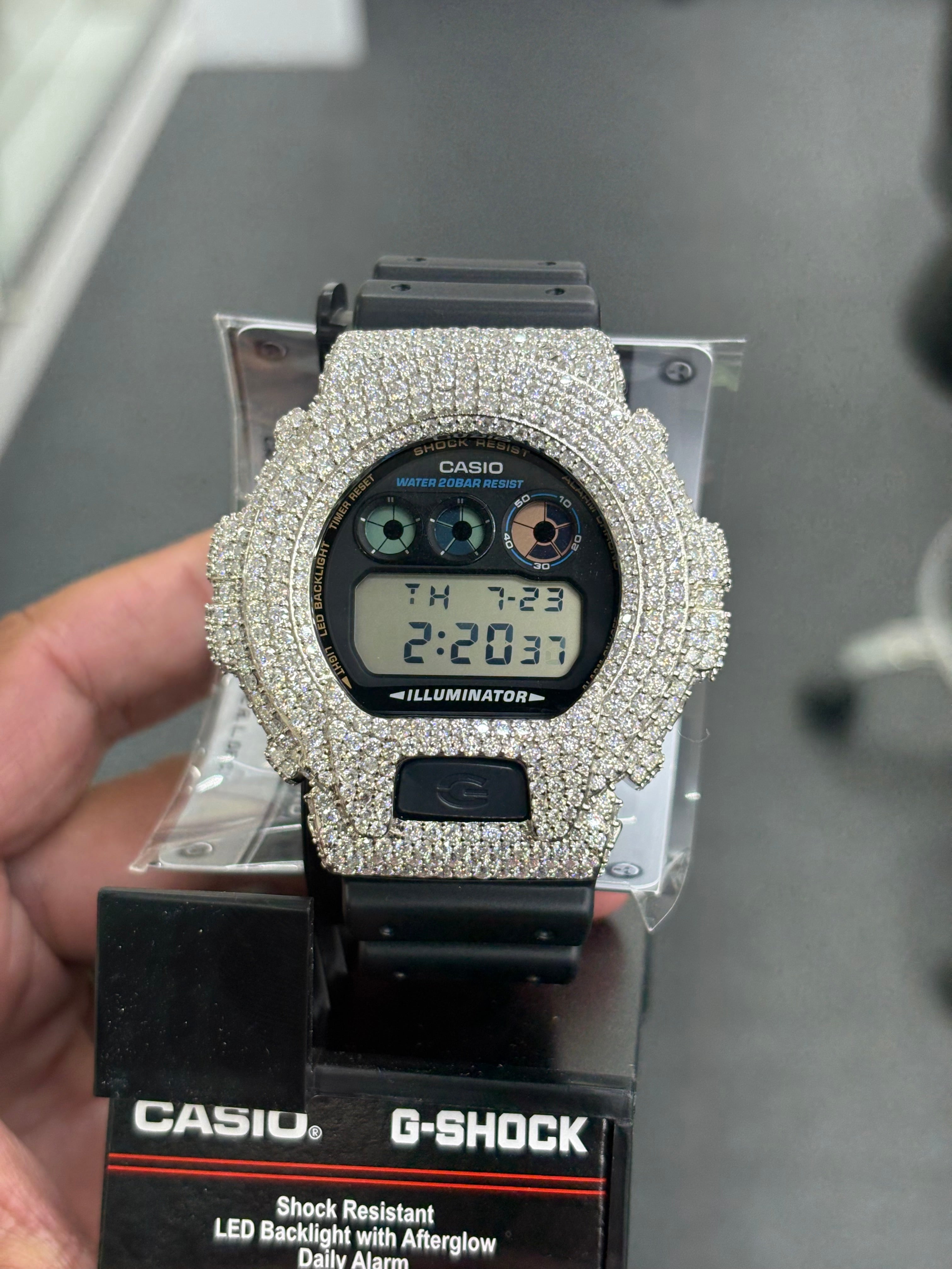 Full silver moissanite g shock