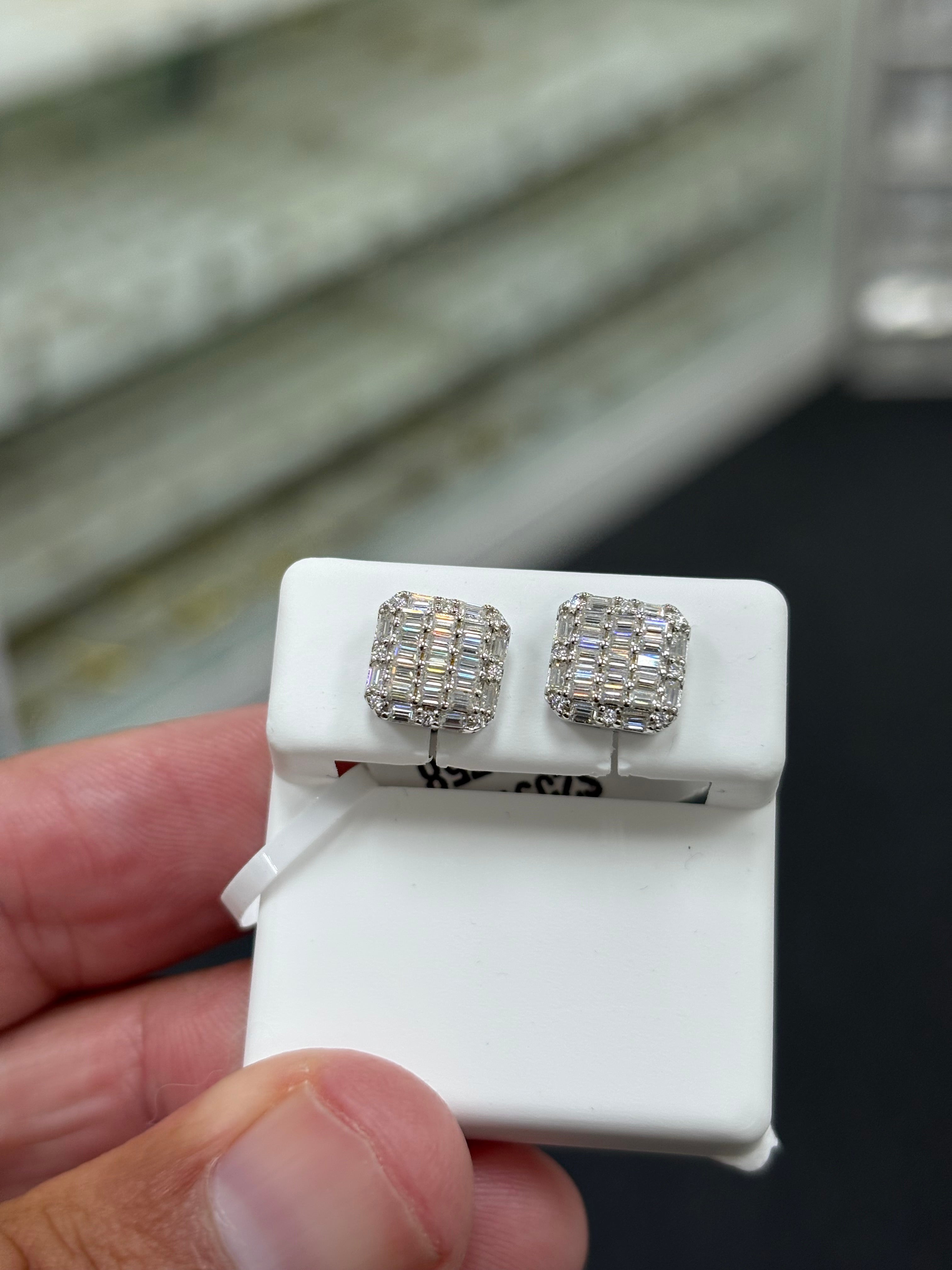 Emerald moissanite earrings