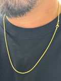 2mm 925 silver gold finish rope chain