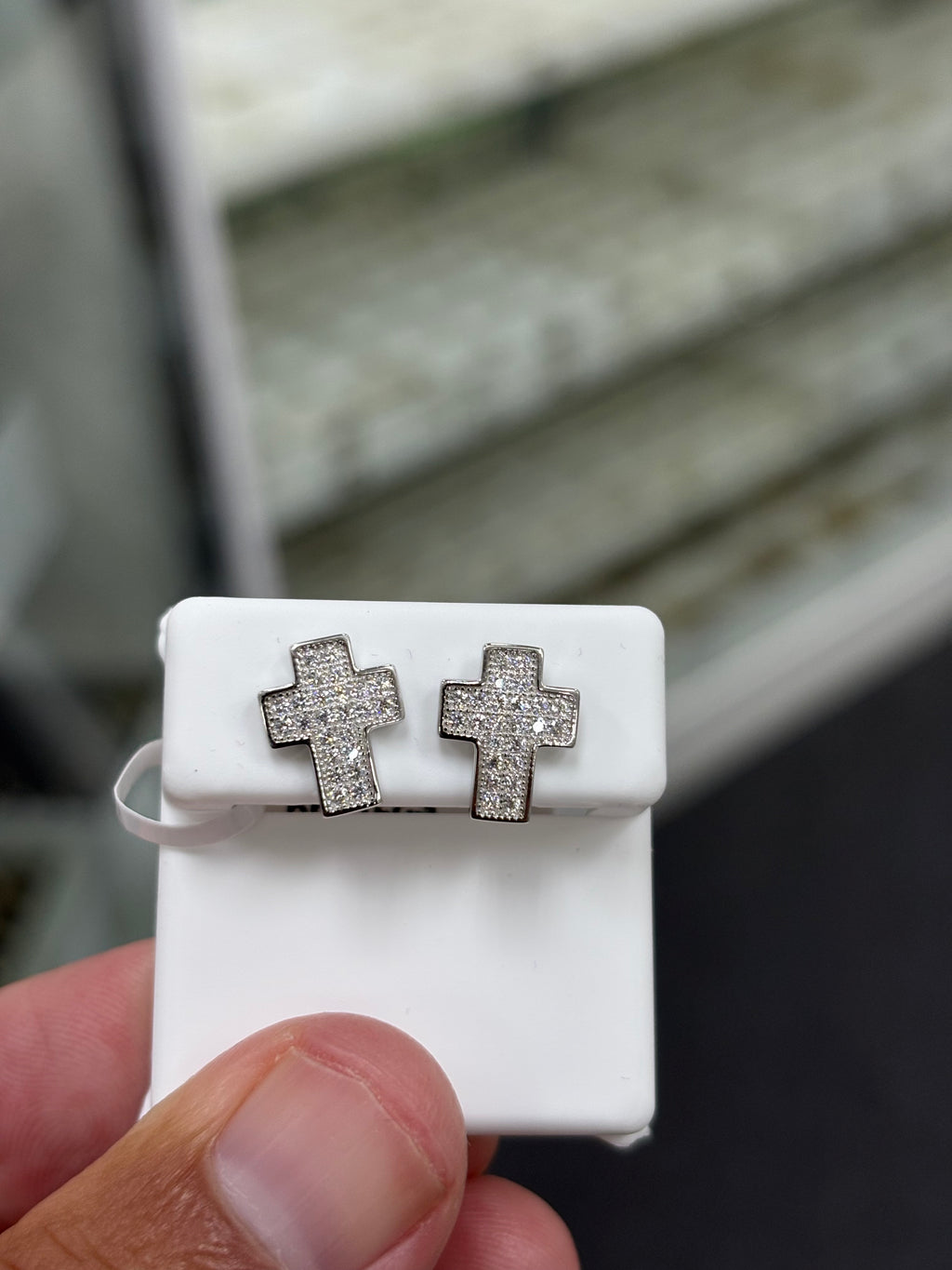 Moissanite pave  cross earrings