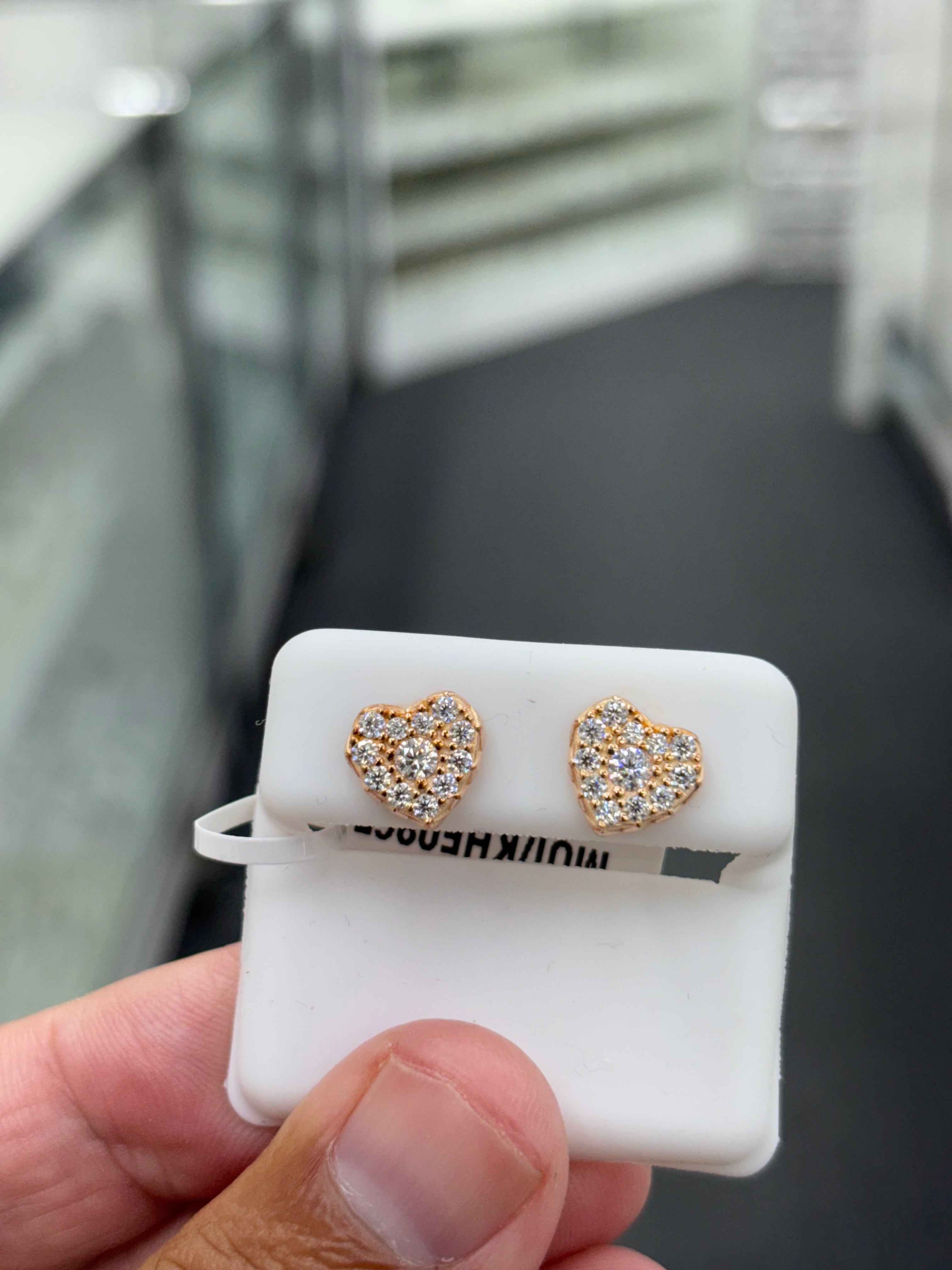 Rose finish heart earrings