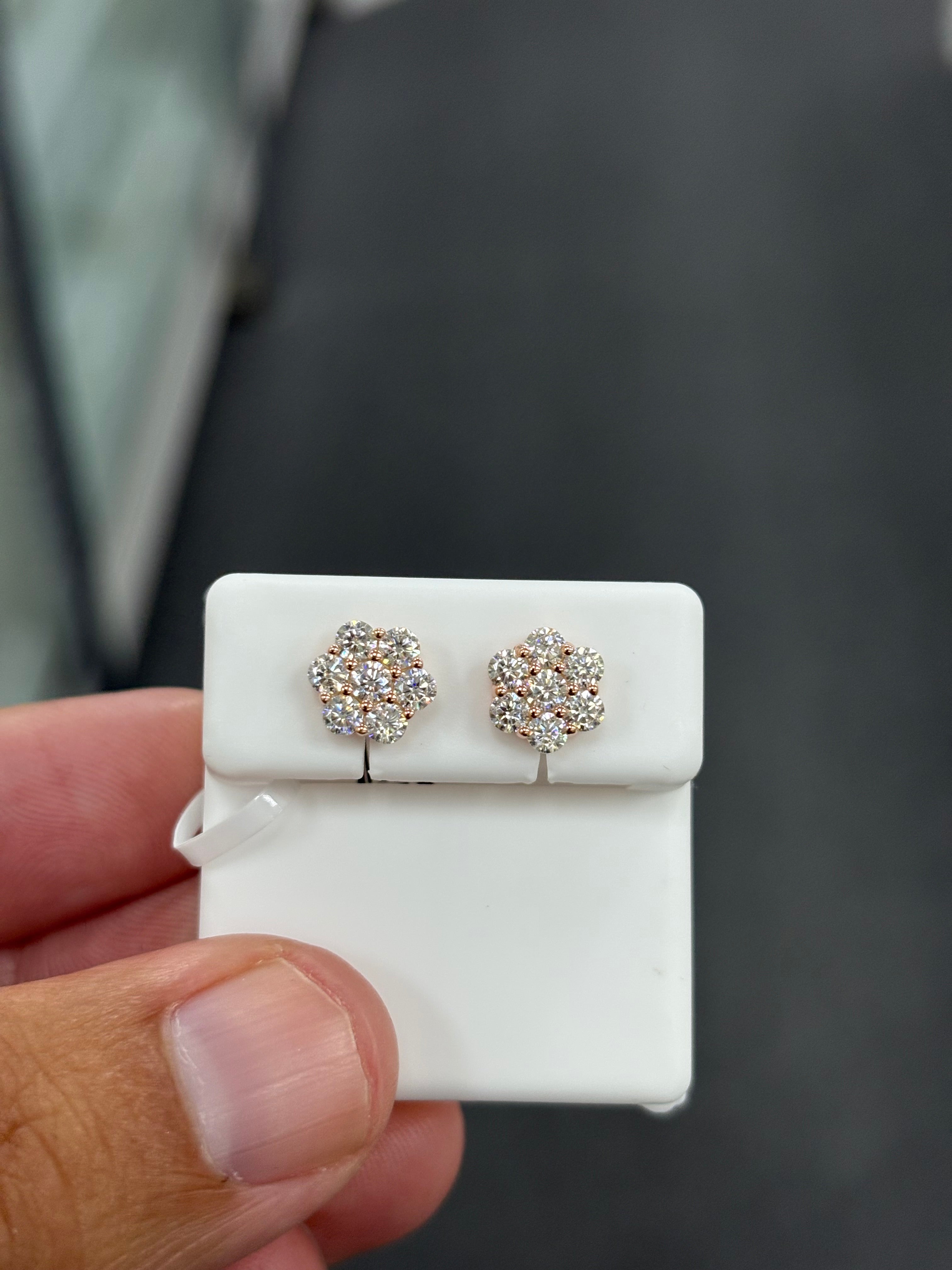 1 carat rose cluster earrings