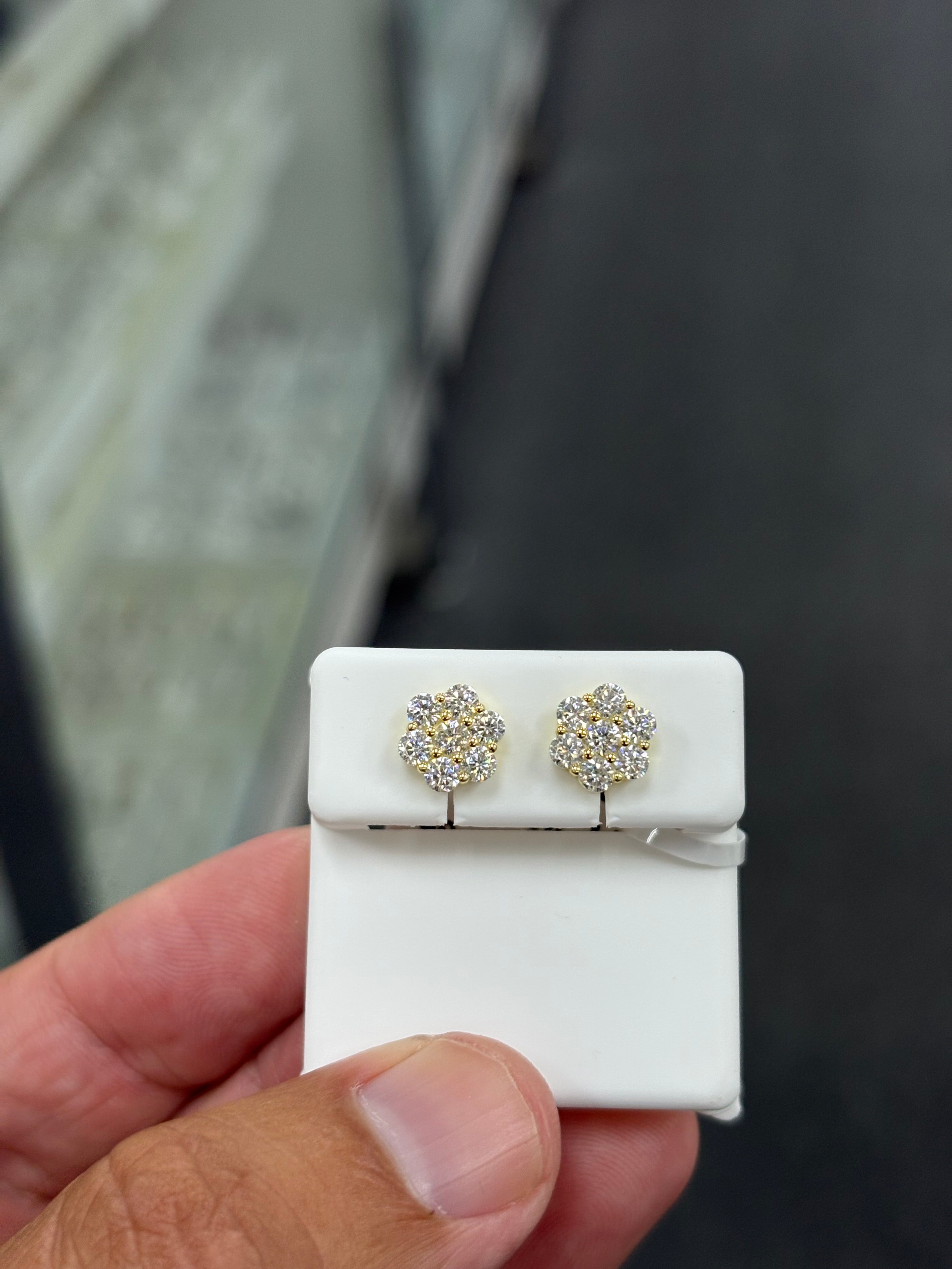1 carat cluster gold finish earrings