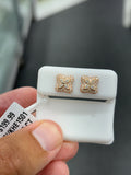 Rose clear stone flower earrings
