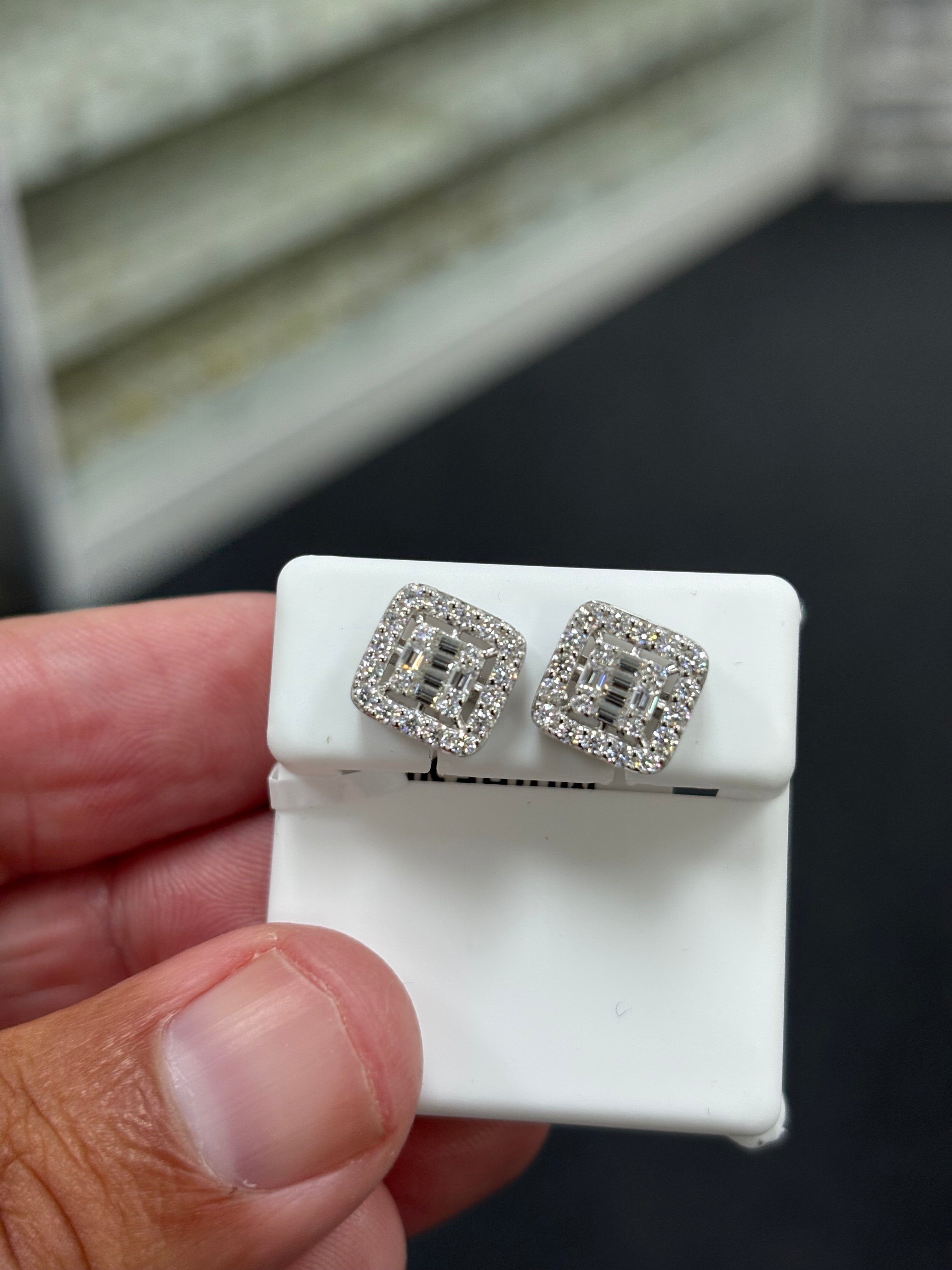 Center row baguette earrings
