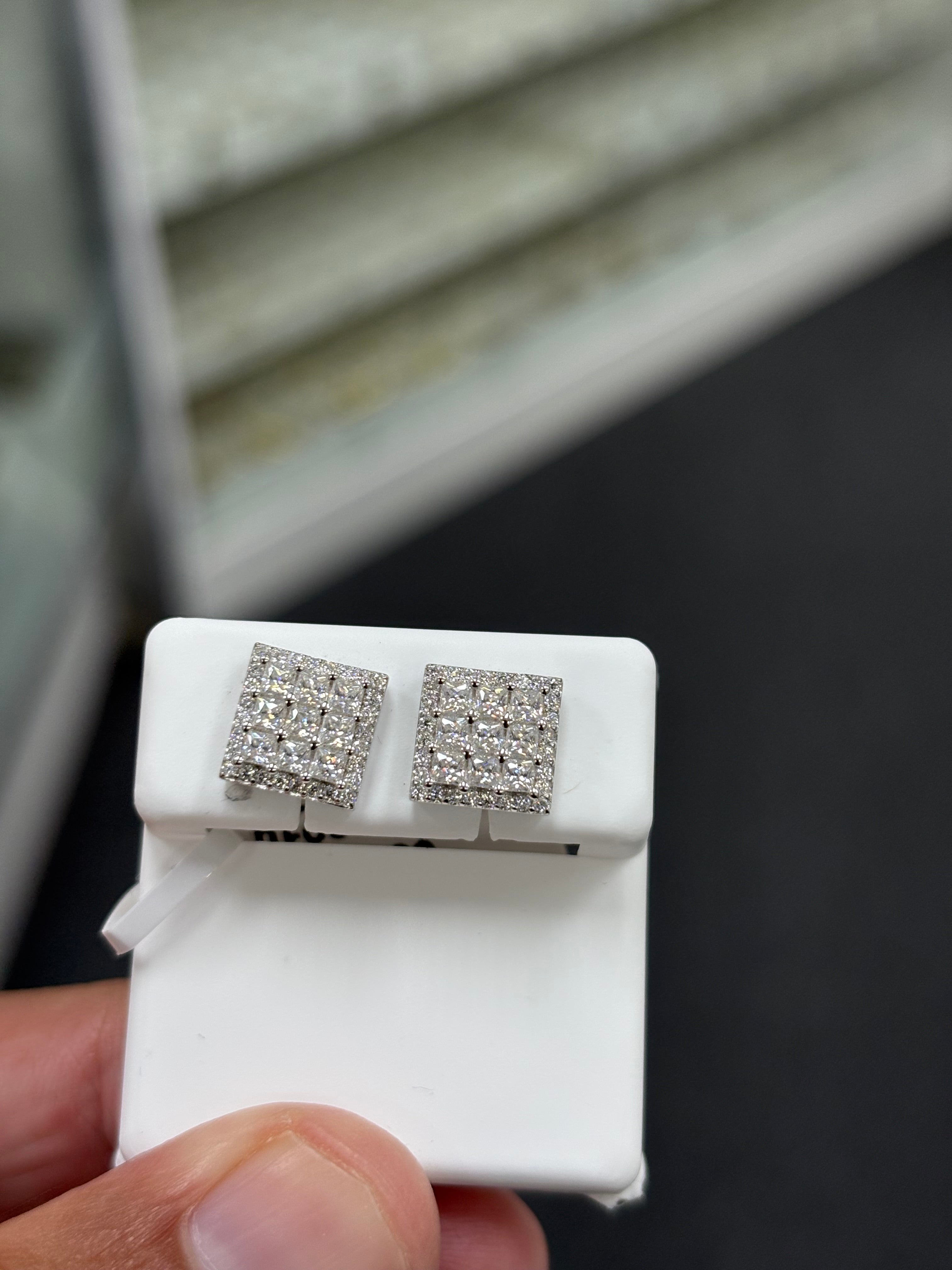 Princess cut box earrings