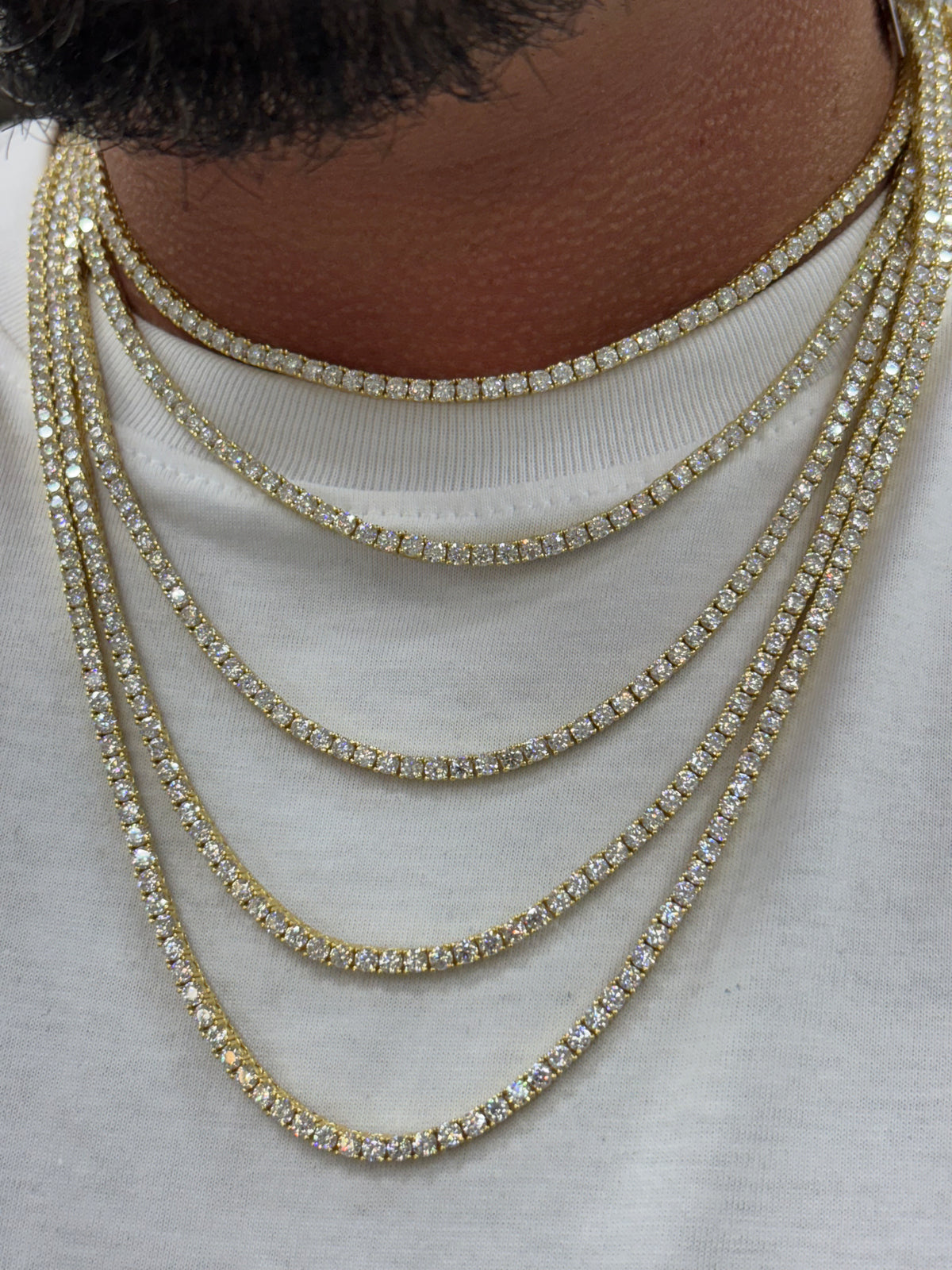 3mm gold finish 925 silver vvs moissanite tennis chains