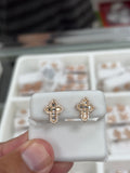 Rose baguette cross earrings 1