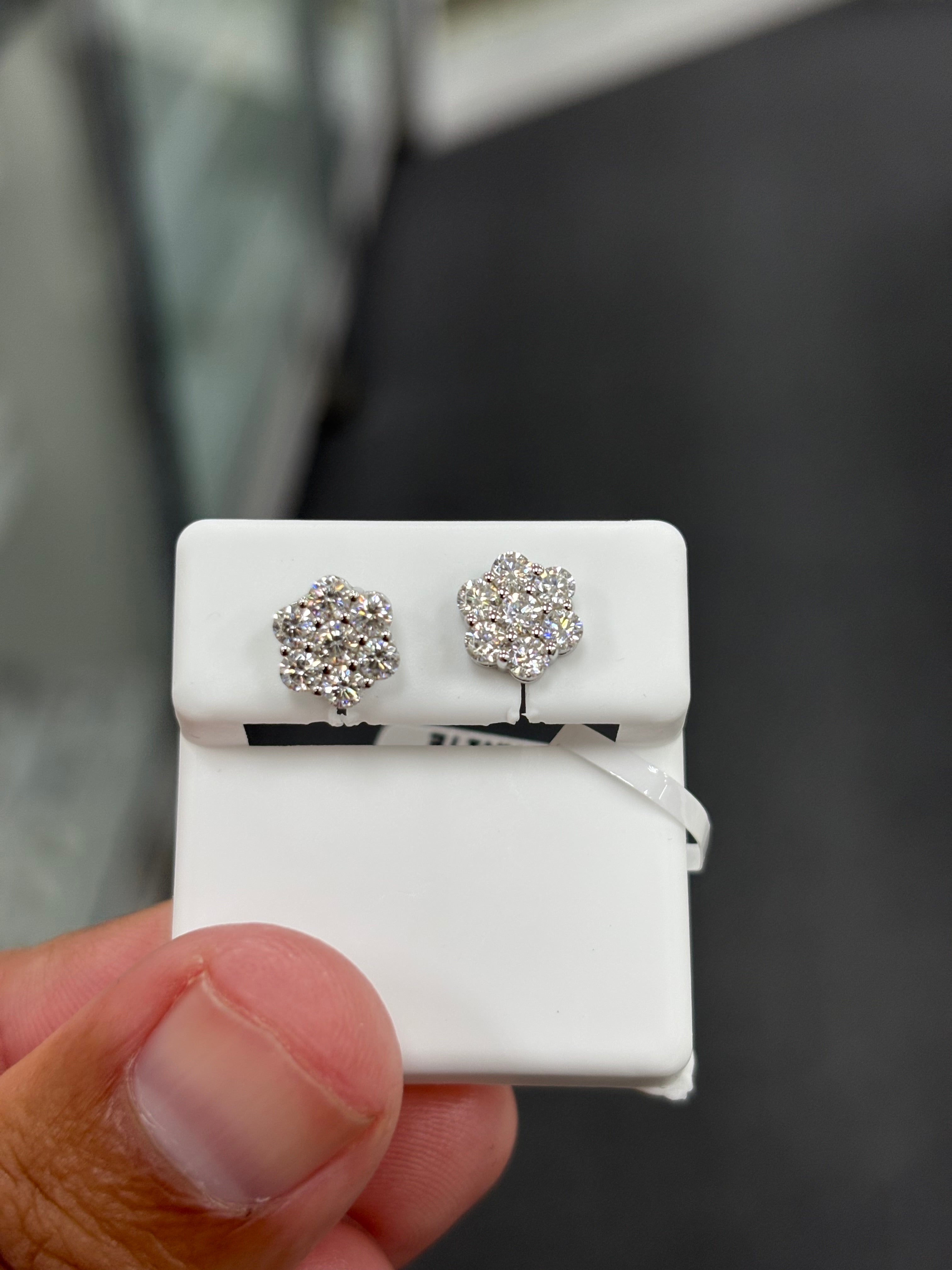 1 carat cluster earrings silver