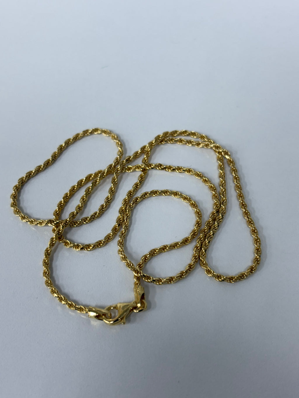 2mm 925 silver gold finish rope chain