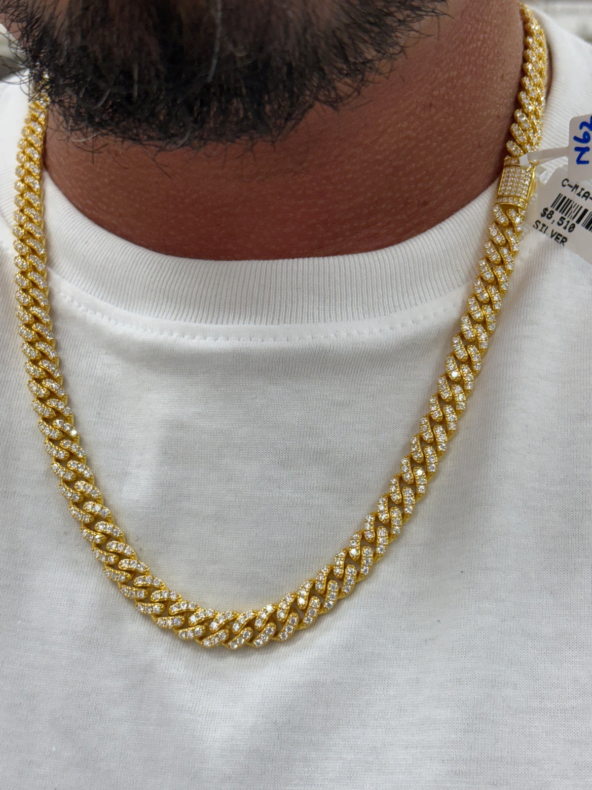 8mm single stone gold 925 silver Moissanite cuban link solid