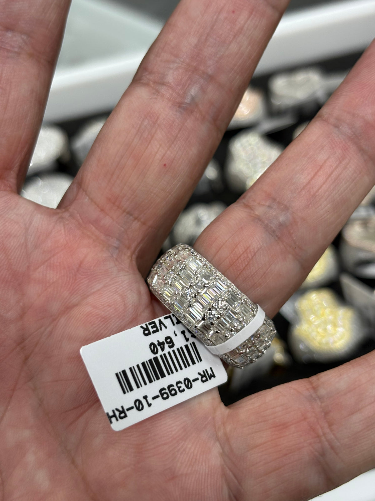 Moissanite baguette eternity band