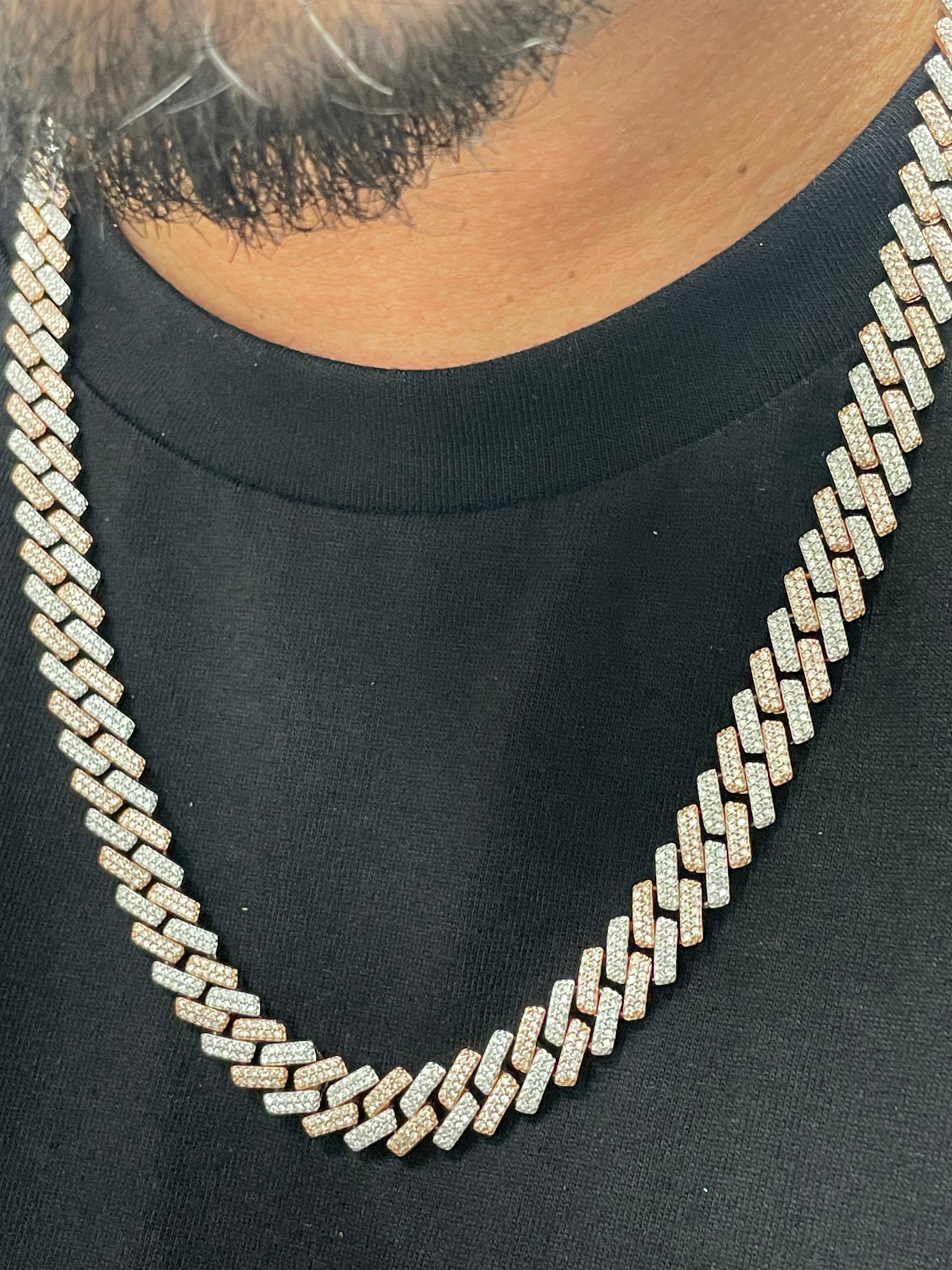 12mm two tone rose sharp edge Cuban