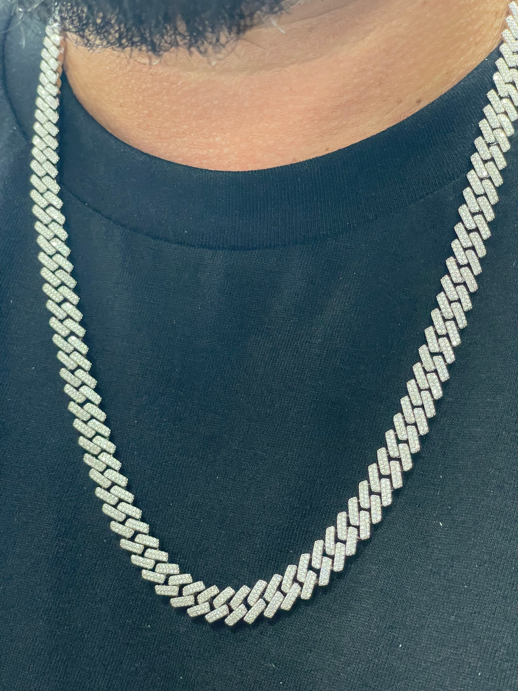8mm 925 silver sharp edge moissanite  Cuban chain