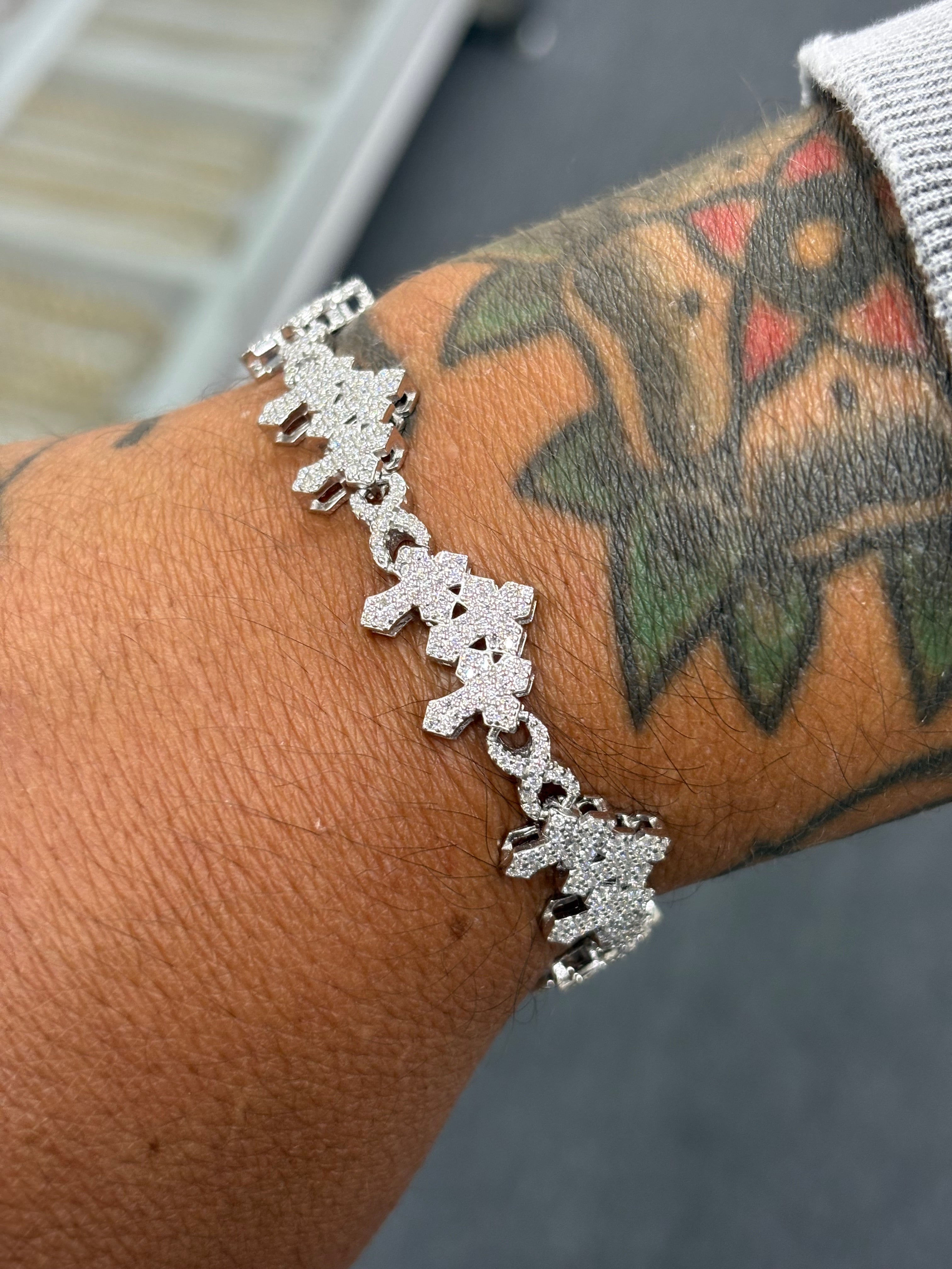 Triple cross bracelet silver