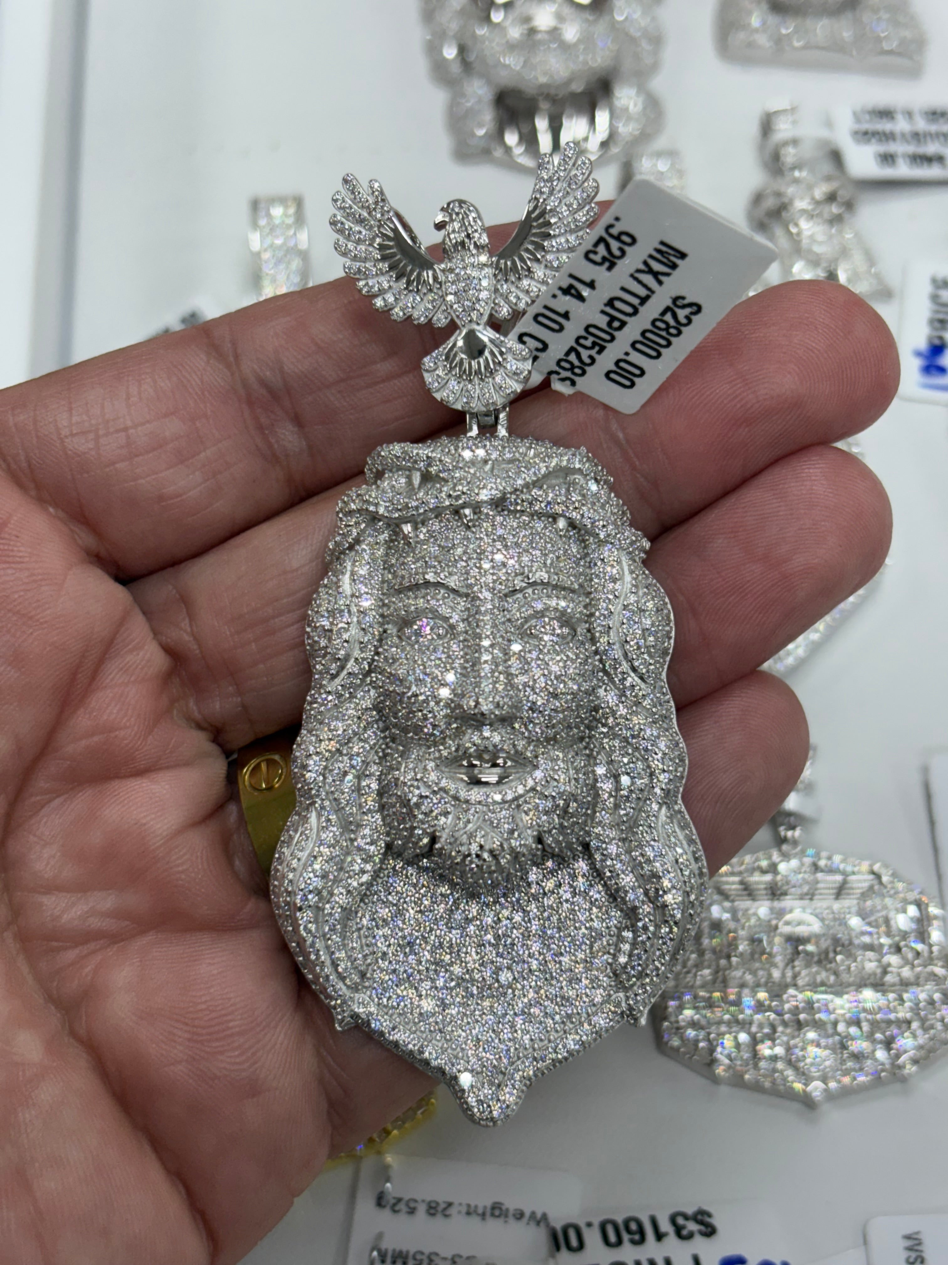 Large jesus & eagle pendant