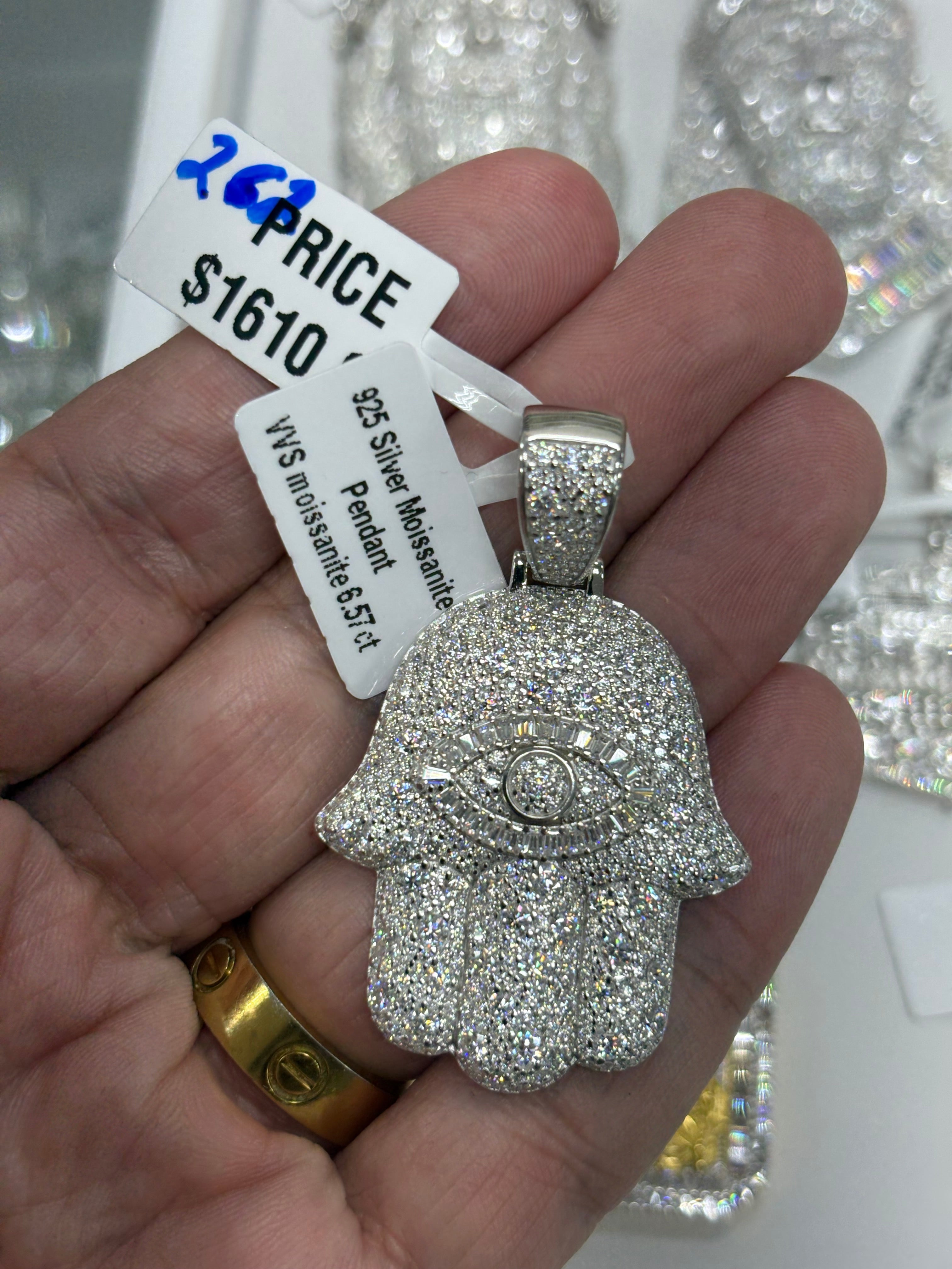 Mosaic hamsa hand pendant