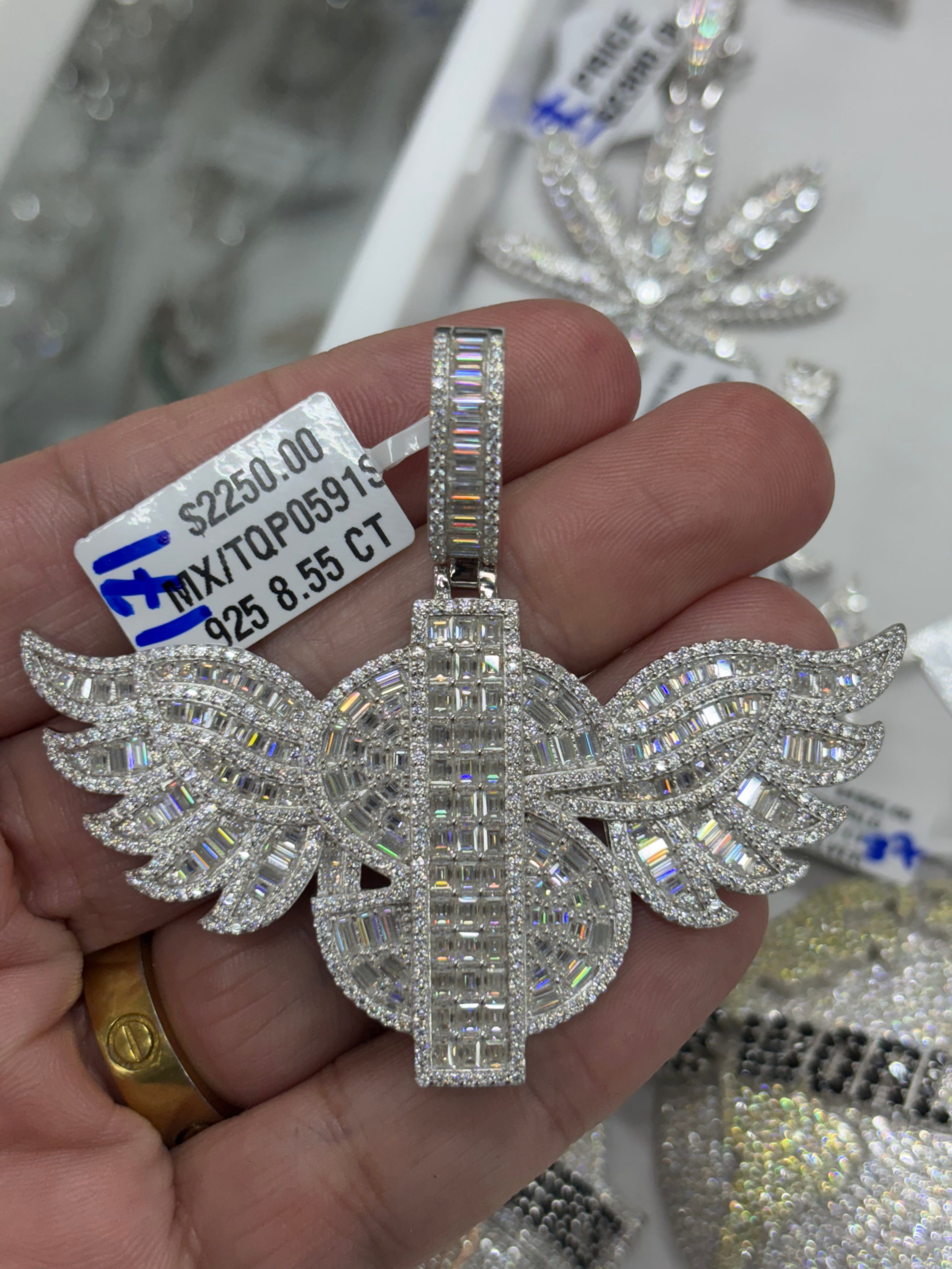 Baguette money sign pendant