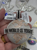 The world is yours two tone pendant