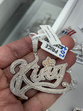 Cursive king pendant
