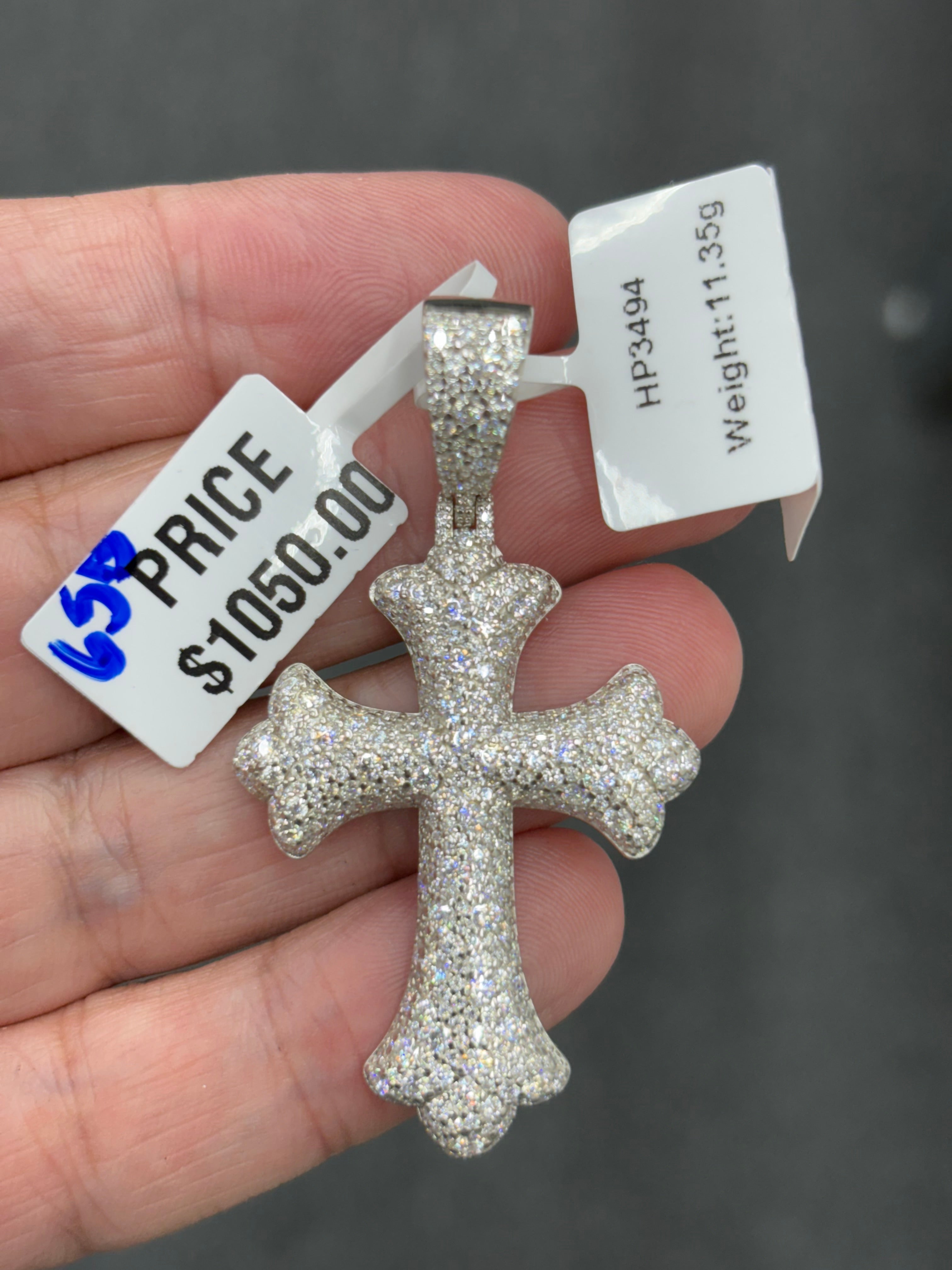 Mosaic gothic cross pendant