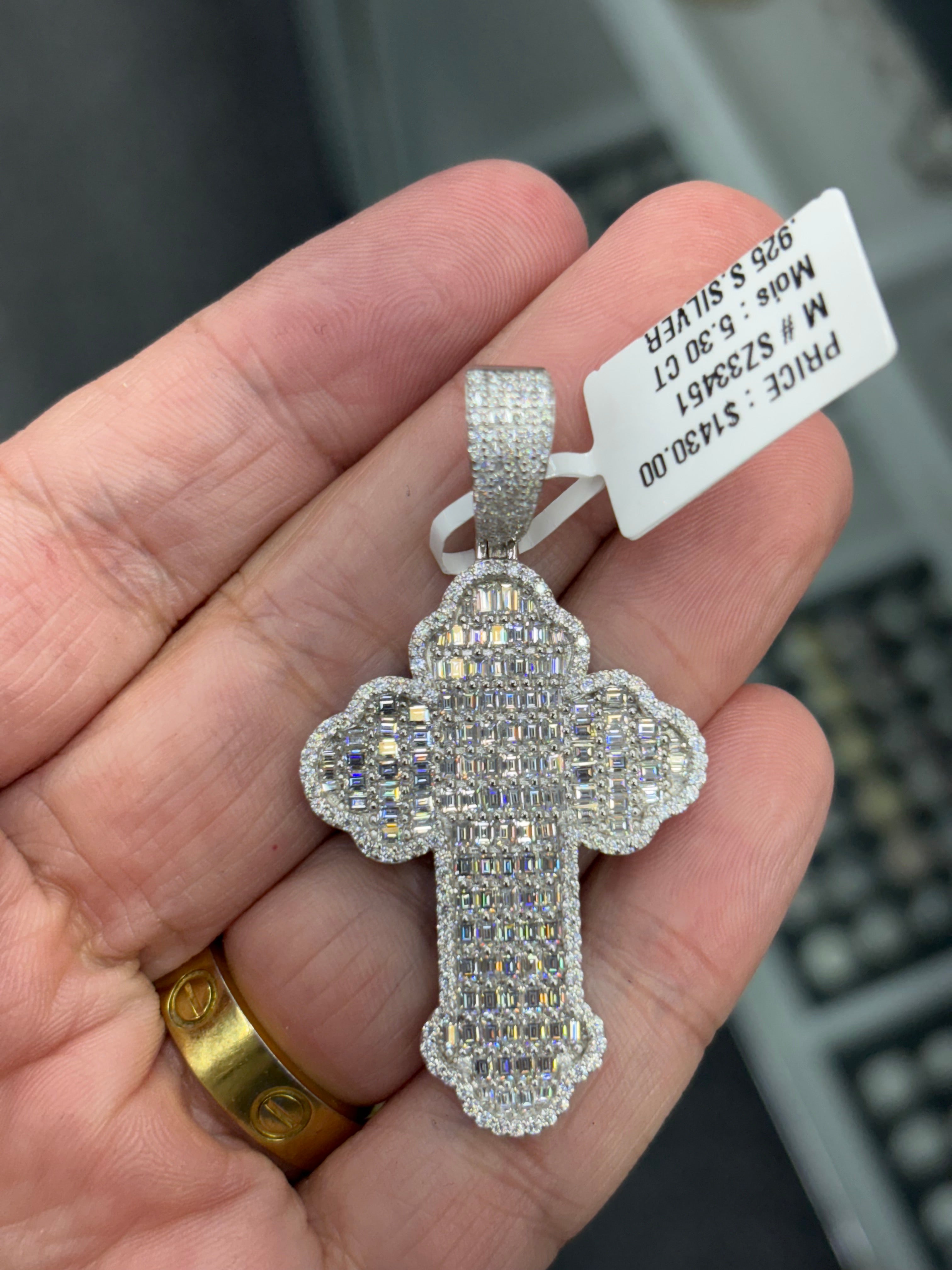 Full baguette cross pendant