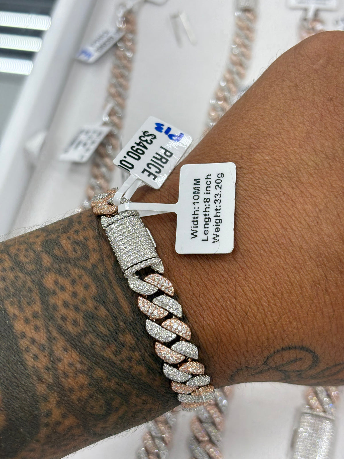 Two tone rose big rock center stone cuban bracelet